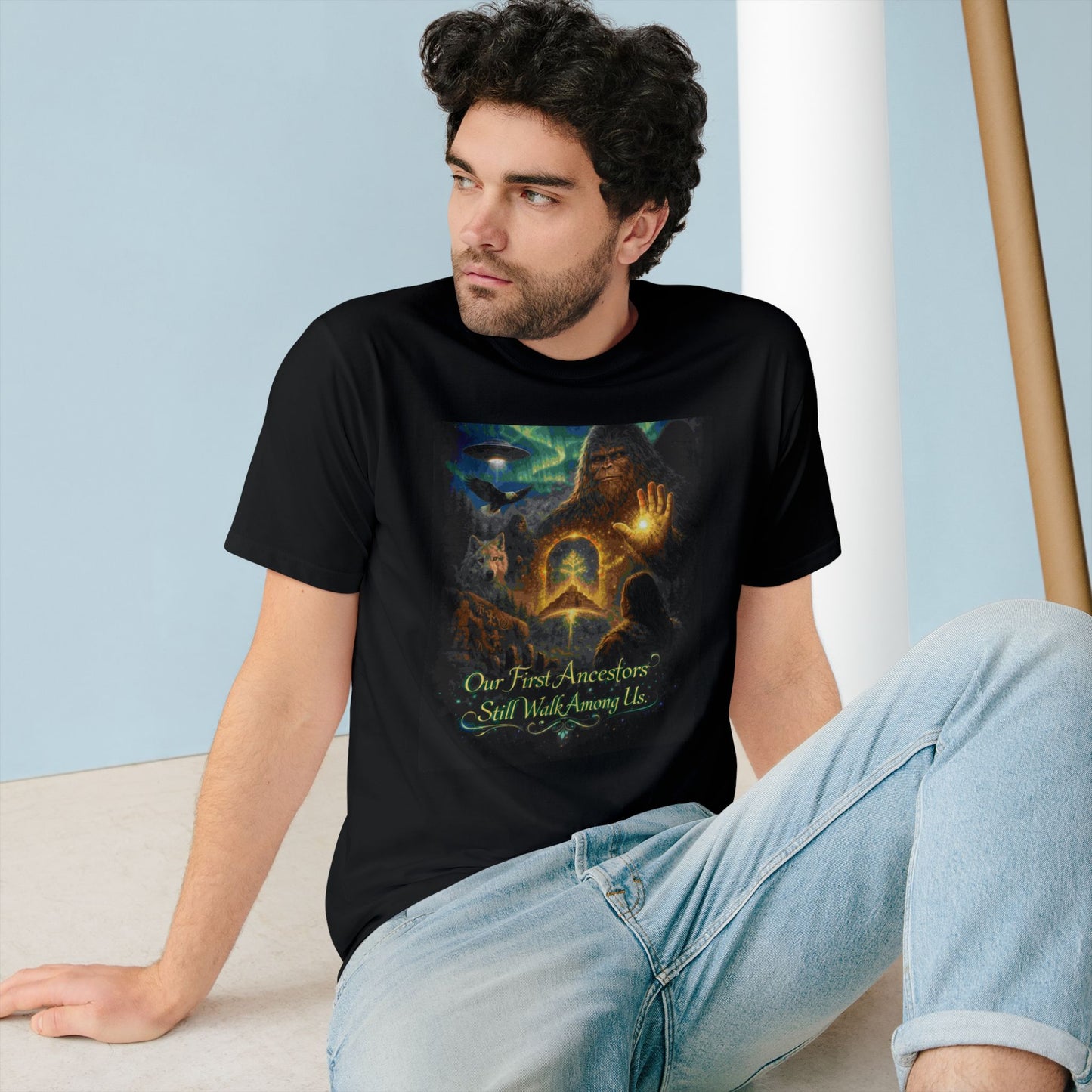 Ancient Watchers— "Our First Ancestors Still Walk Among Us" Sasquatch Message to Humanity Tee