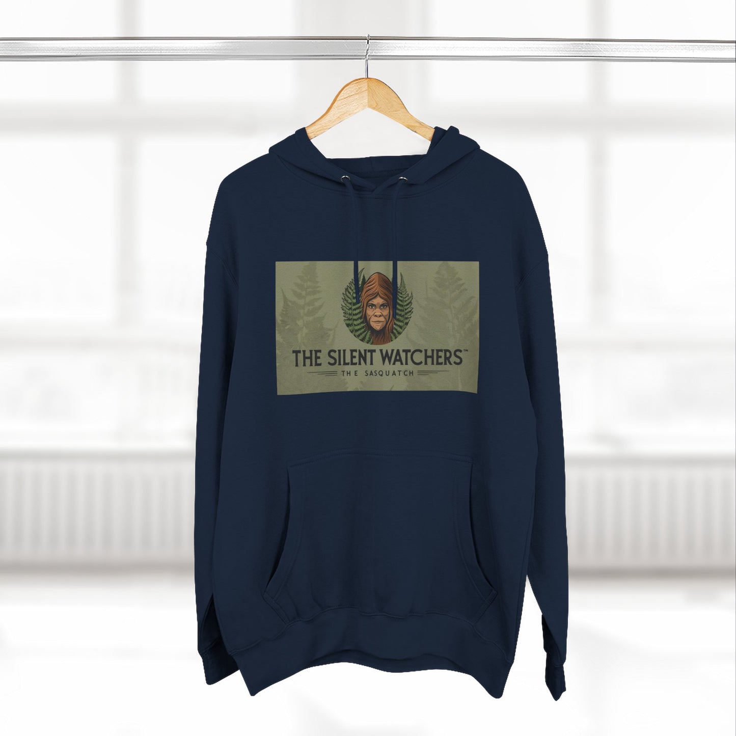 Fleece Hoodie - Female Sasquatch Hiding in the Fern The Silent Watcher