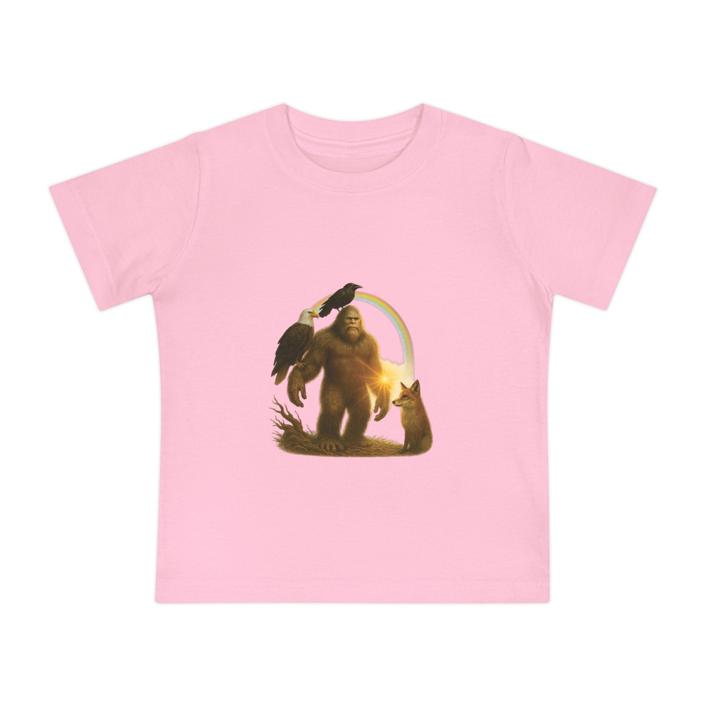 Bigfoot & Friends Baby T-Shirt — Cute Sasquatch, Horse & Raven Infant Tee