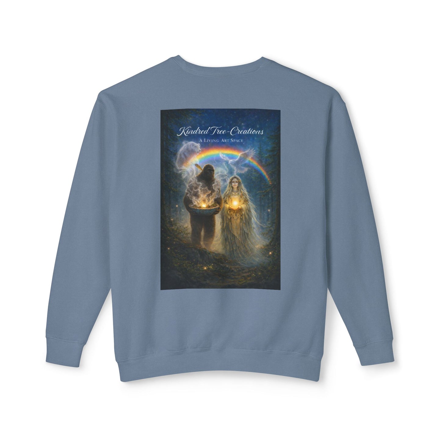 Mother Earth & Sasquatch Guardian Sweatshirt — Heart of the Earth Spiritual Harmony Crewneck
