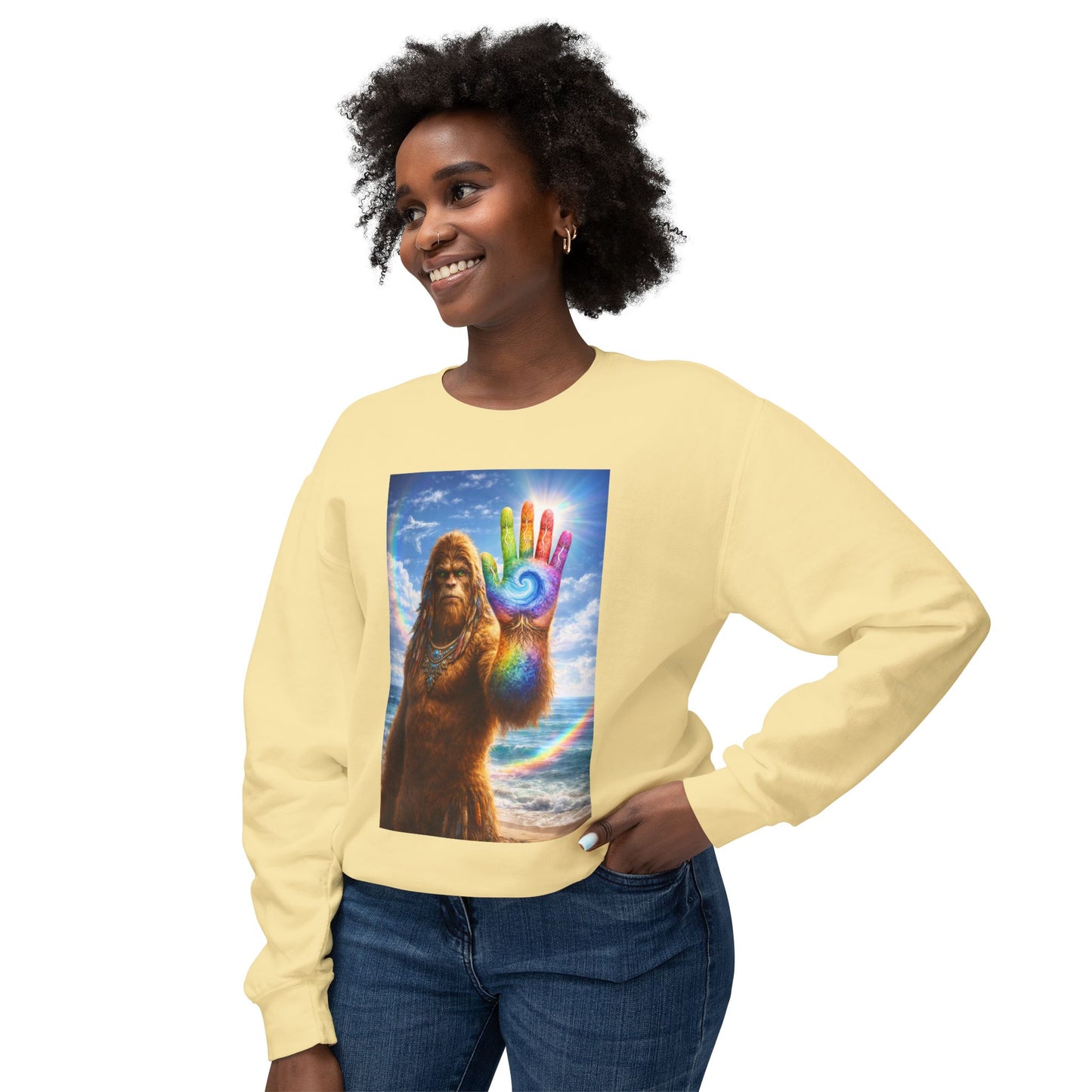 ALL LIFE MATTERS — The Sasquatch Forest Elder’s- Hand Crewneck Sweatshirt