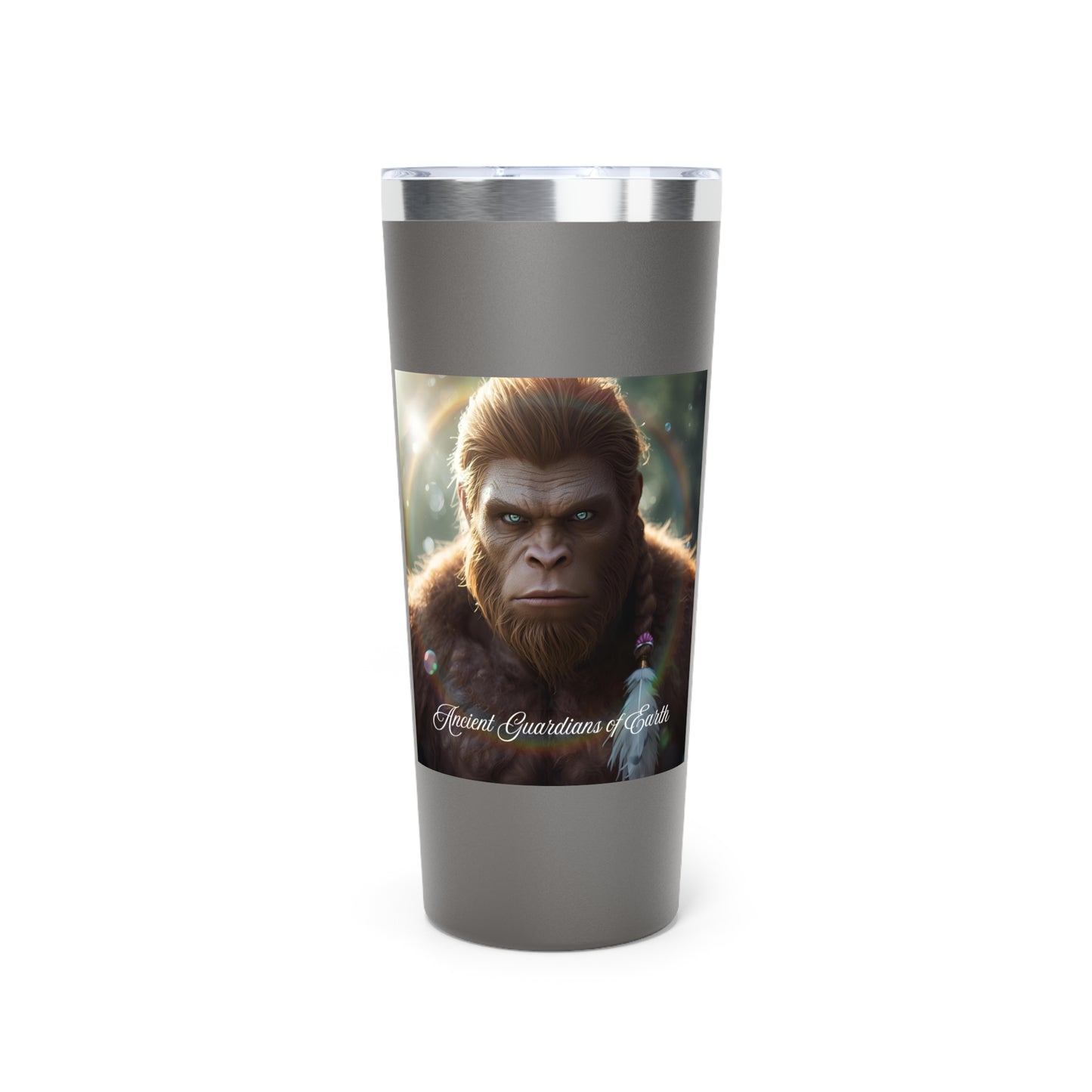 22oz Insulated Tumbler — “Ancient Guardian” Sasquatch Graphic, Copper Vacuum Travel Mug