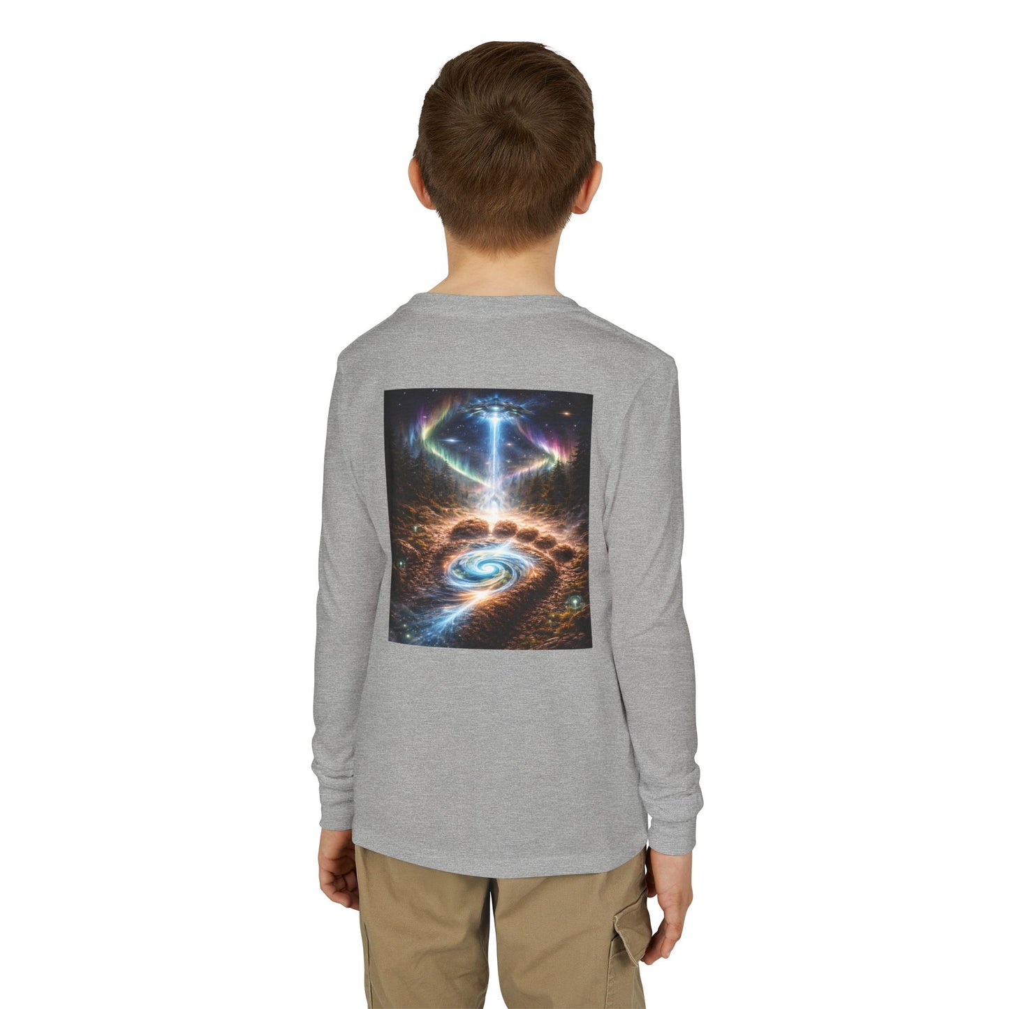 Youth Long Sleeve Tee — Elder Sasquatch and Eagle Galaxy Design