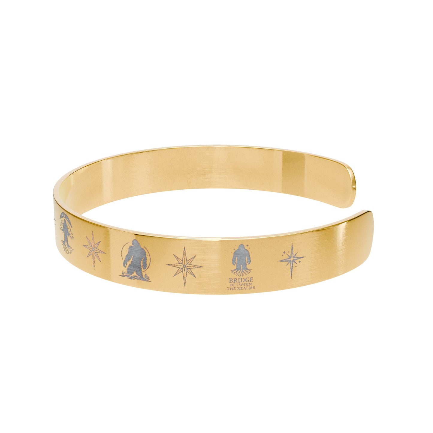 KindredTree Cuff Bracelet — Bridge Between the Realms Engraved Symbolic Bracelet