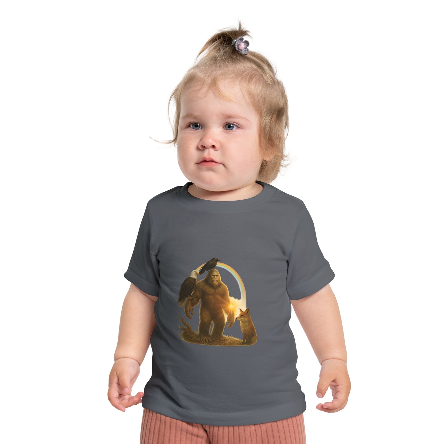 Bigfoot & Friends Baby T-Shirt — Cute Sasquatch, Horse & Raven Infant Tee