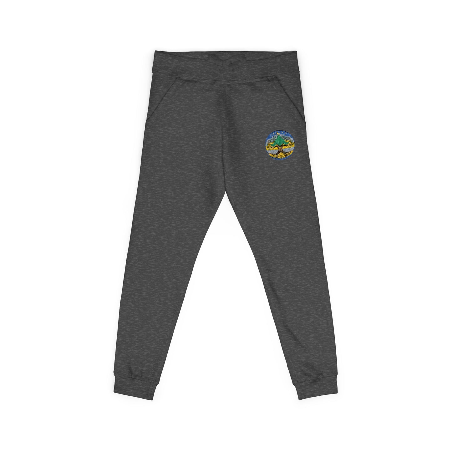 Embroidered Coral Fleece Sweatpants — Kindred Realms-Living Tree Bridge Emblem