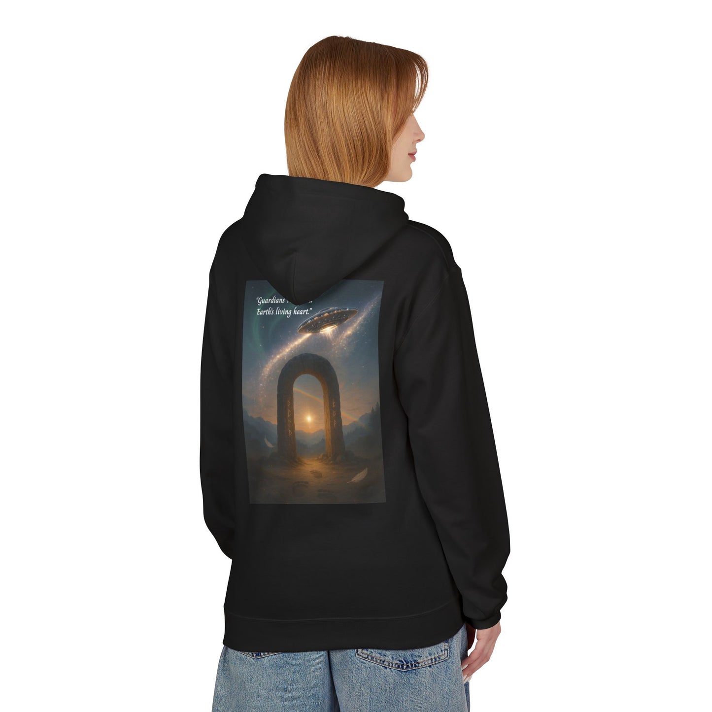 Cosmic Portal Hoodie — "Searching for Earth’s Story" Astral Landscape Pullover