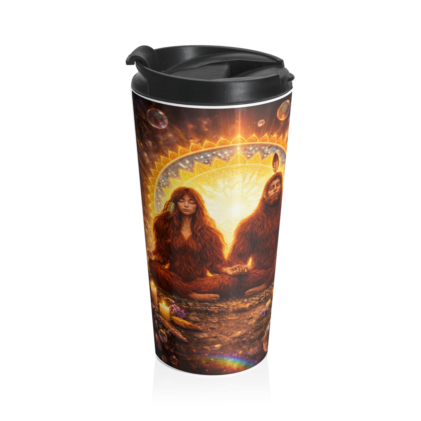 Zen Sasquatch Travel Mug — Meditation Forest Elders Stainless Steel Tumbler