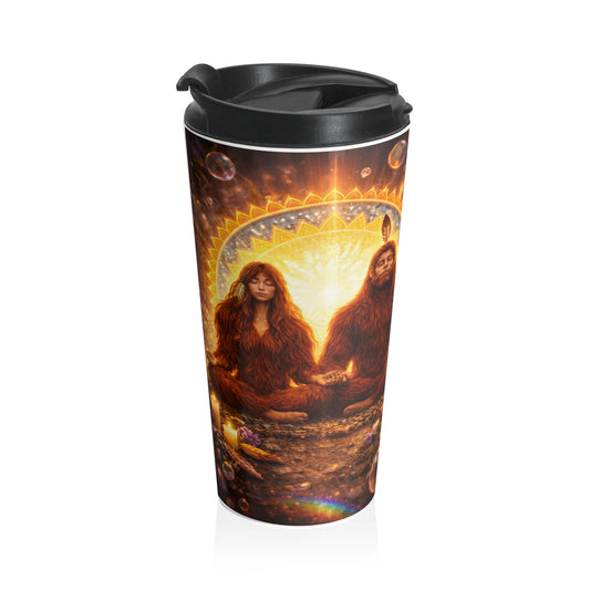 Zen Sasquatch Travel Mug — Meditation Forest Elders Stainless Steel Tumbler