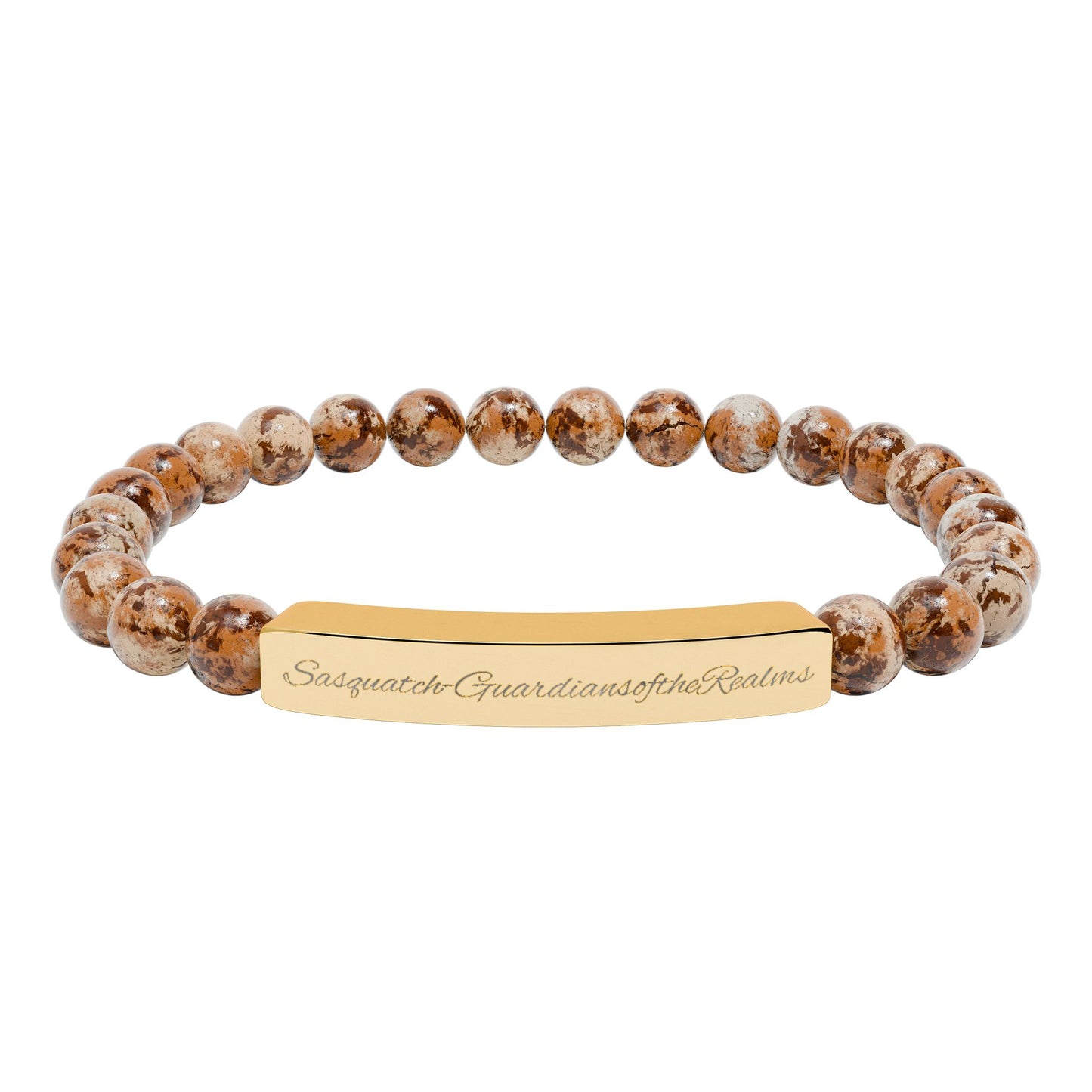 Engravable Natural Stone Bar Bracelet | Stretch Beaded Bracelet