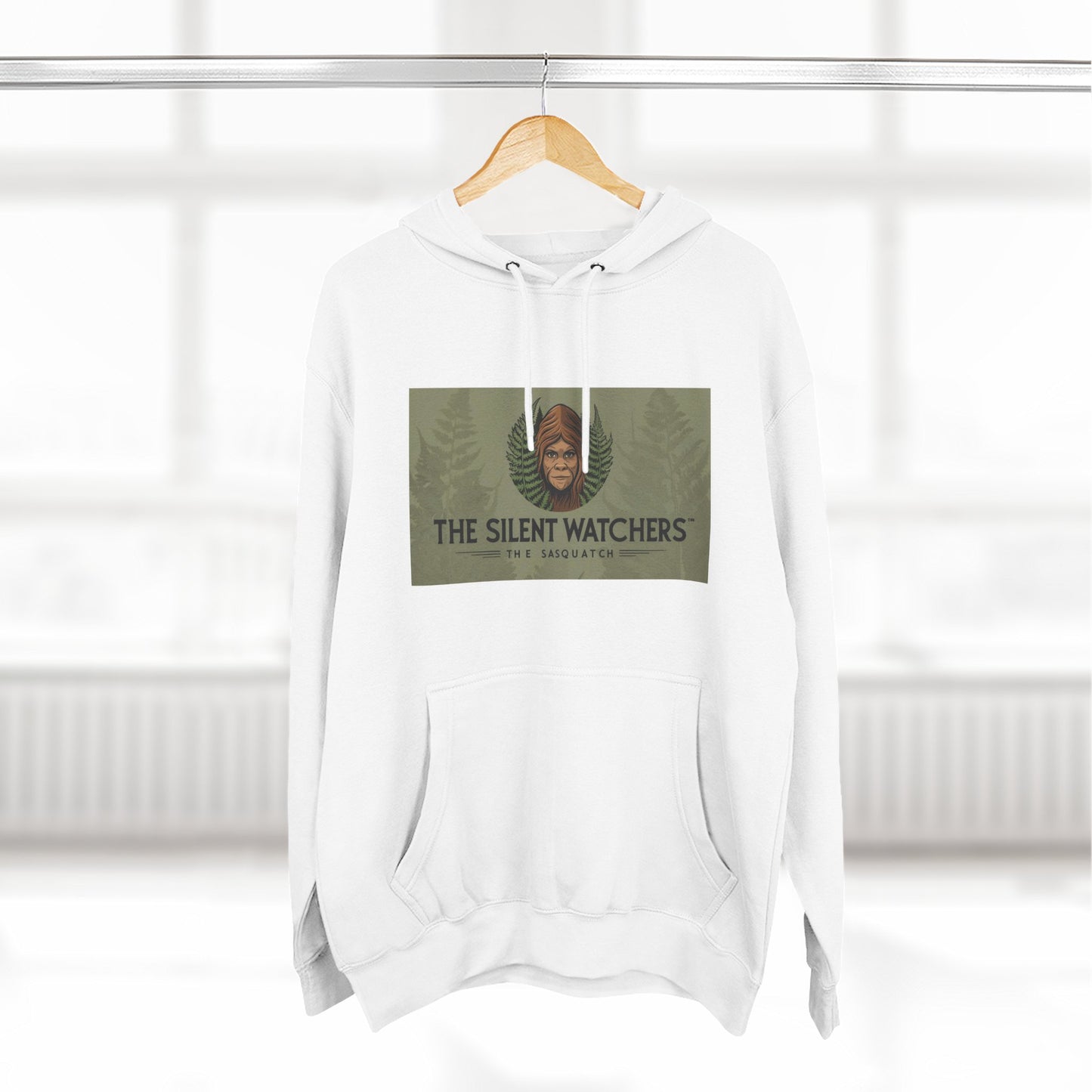 Fleece Hoodie - Female Sasquatch Hiding in the Fern The Silent Watcher