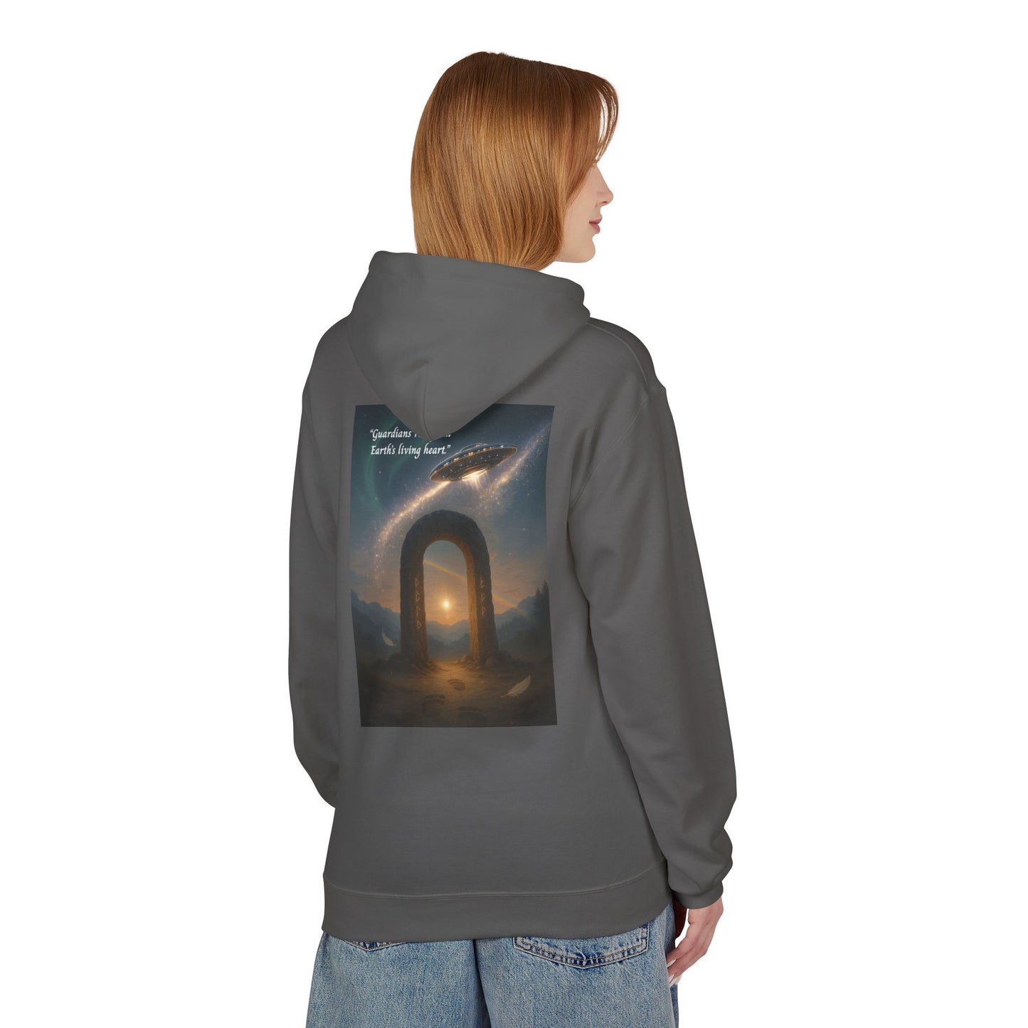 Cosmic Portal Hoodie — "Searching for Earth’s Story" Astral Landscape Pullover