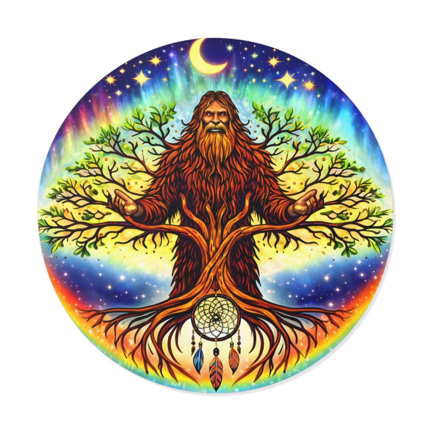 Kindred Realms- Living Tree Bridge Emblem Round Vinyl Sticker —