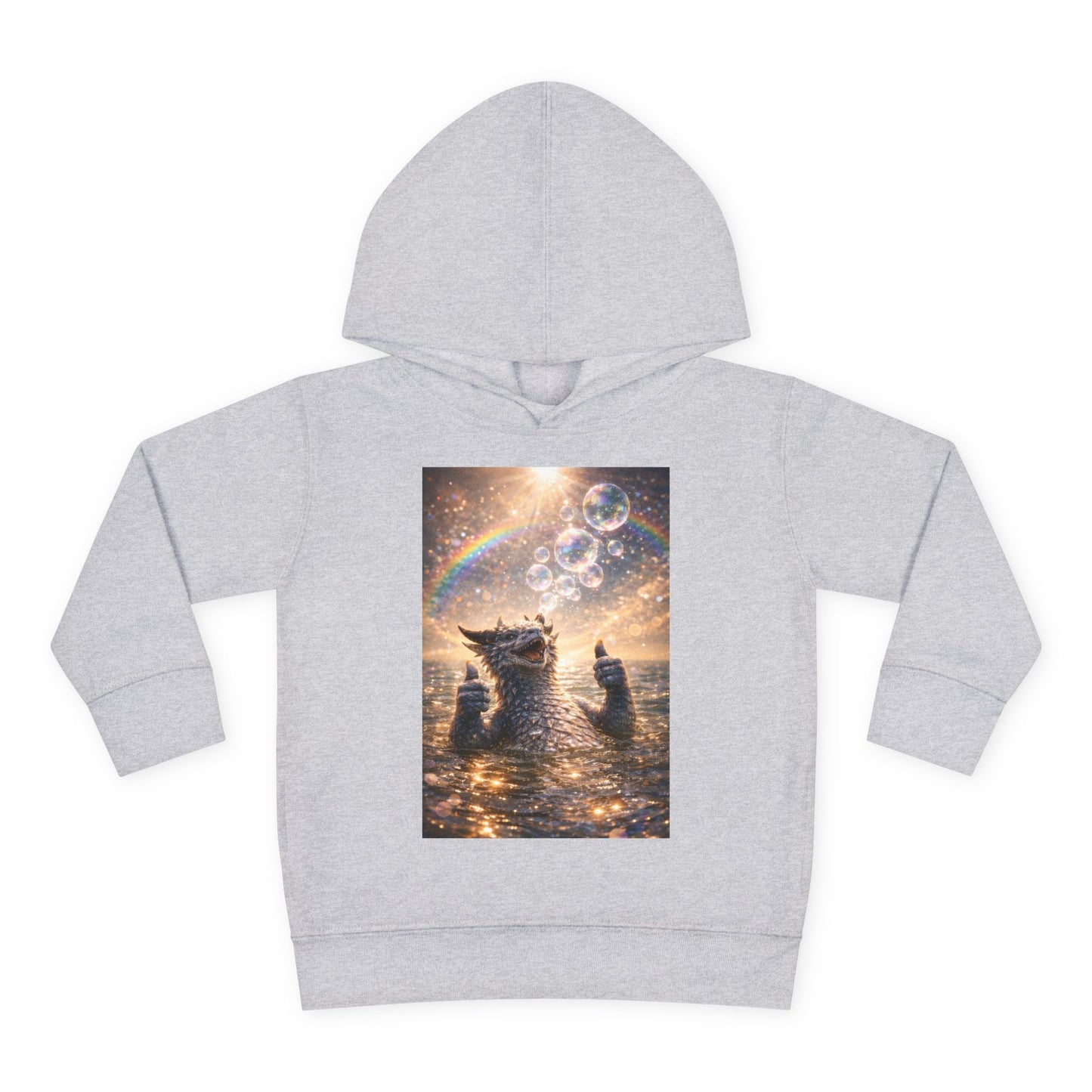 Toddler Hoodie — Sparkling Sea Dragon with Rainbow & Bubbles