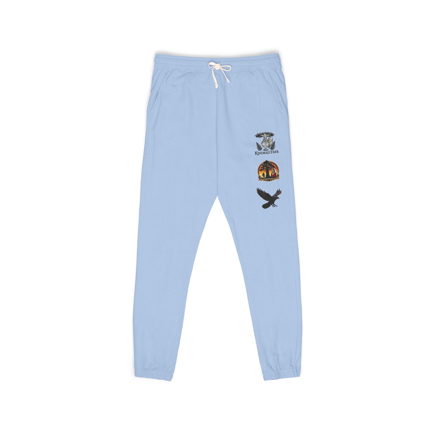 KindredTree emblem and crest design Sweatpants — Cozy Fleece Joggers with Raven