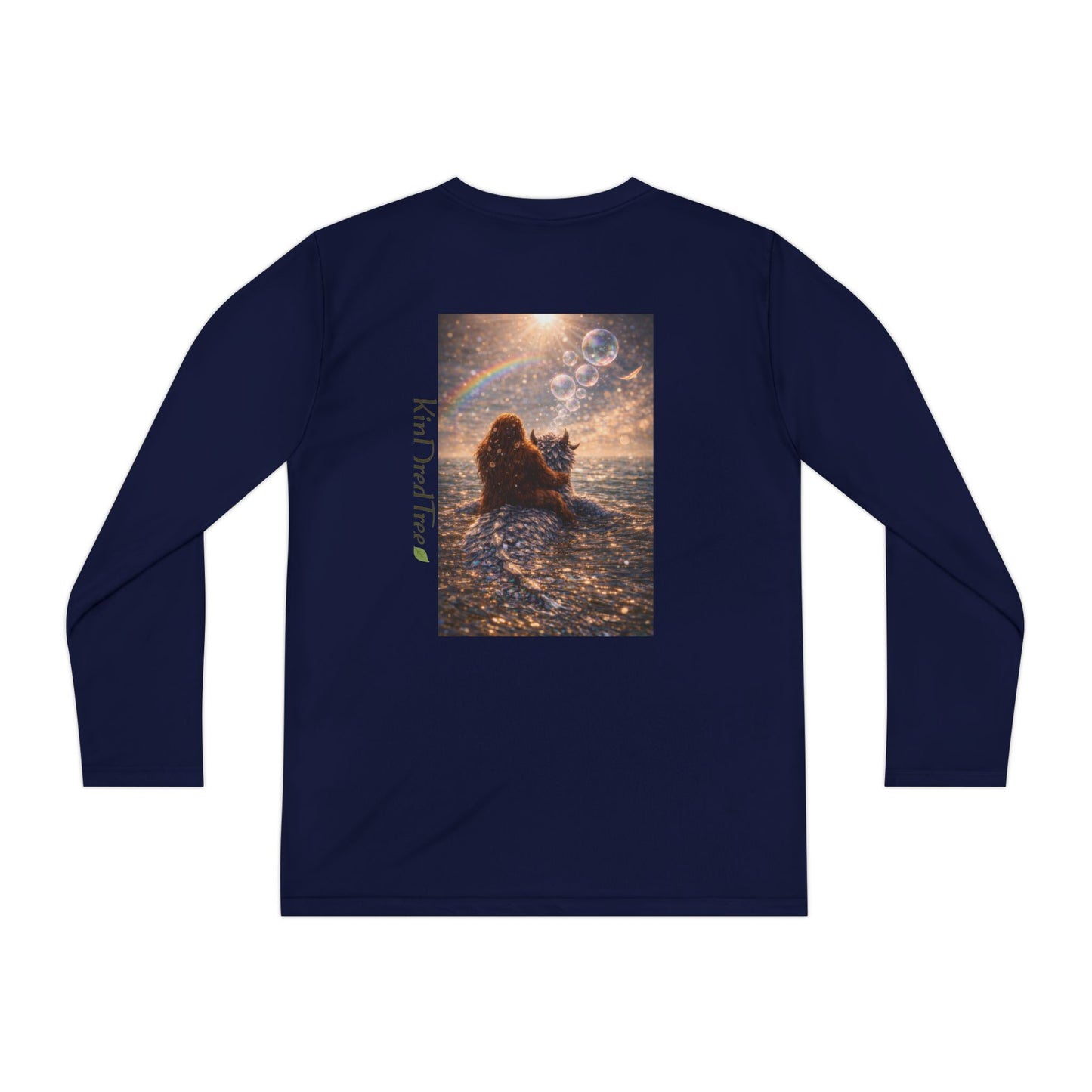 Youth Long Sleeve Tee — "Friends Come in Many Forms" Sasquatch & Dragon Dreamscape