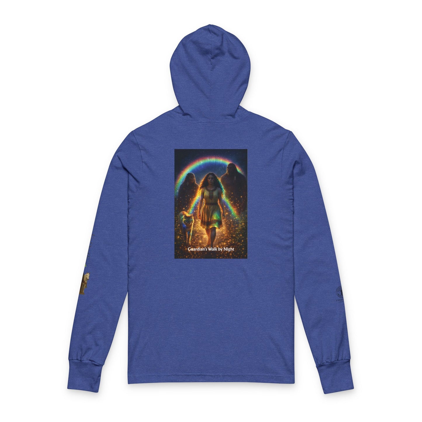 Sasquatch Guardian Hooded Long Sleeve Tee — "Guardian Walks By My Side" Spiritual Graphic Shirt