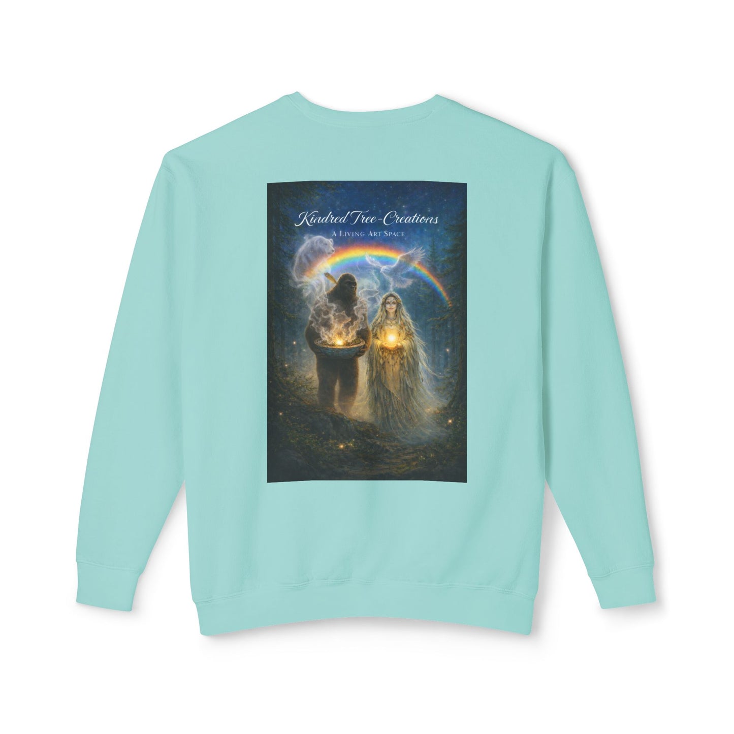 Mother Earth & Sasquatch Guardian Sweatshirt — Heart of the Earth Spiritual Harmony Crewneck