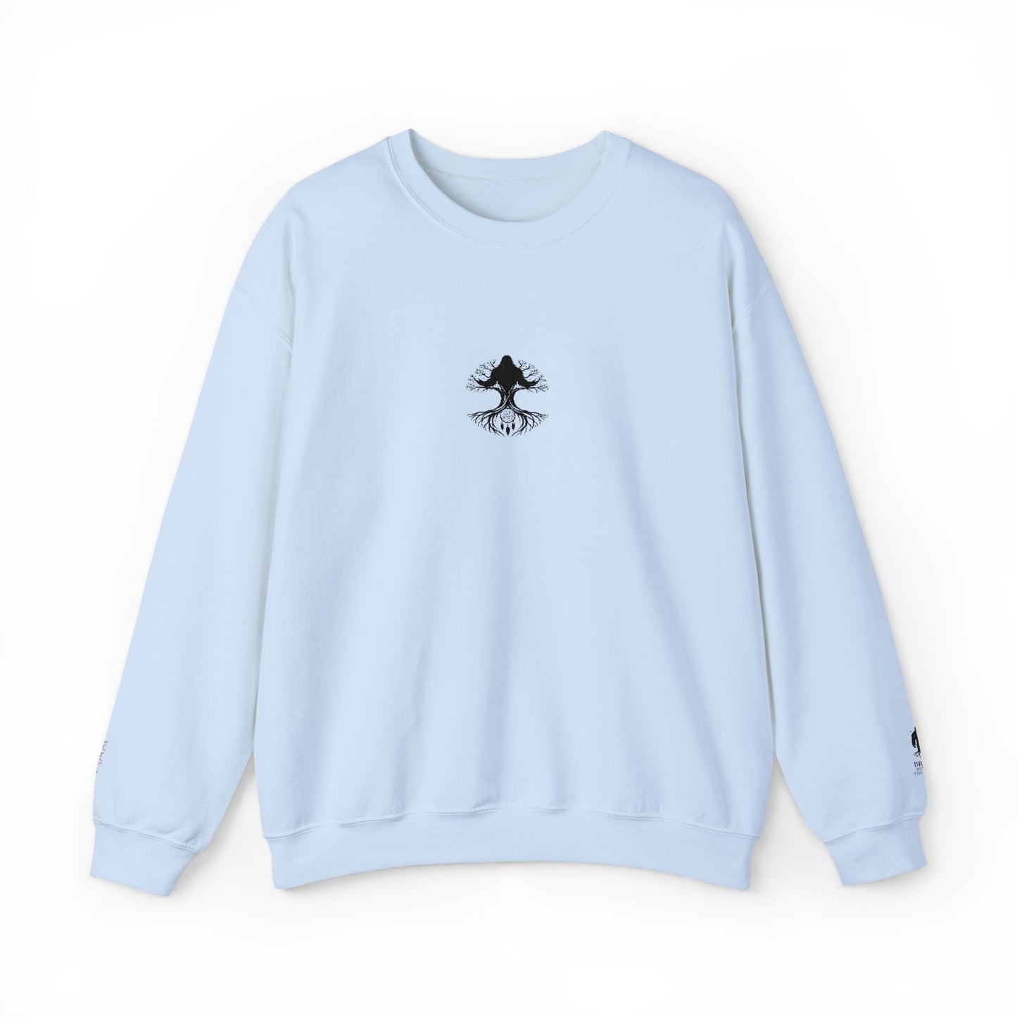 Mystical Tree Crewneck Sweatshirt — Small Center Graphic, Minimalist Nature Design