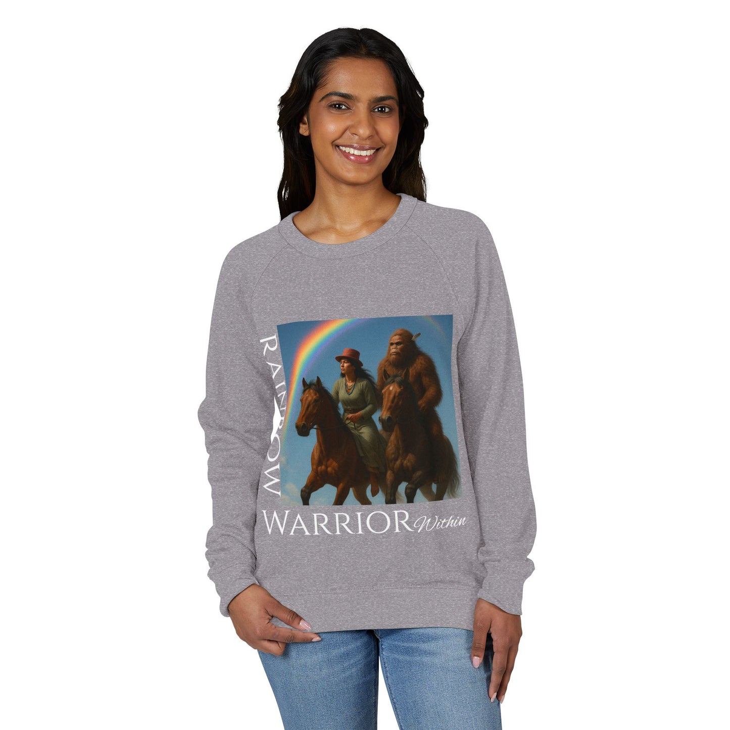 Sweatshirt - Rainbow Warrior Dream Sasquatch Horse Native Women Rainbow
