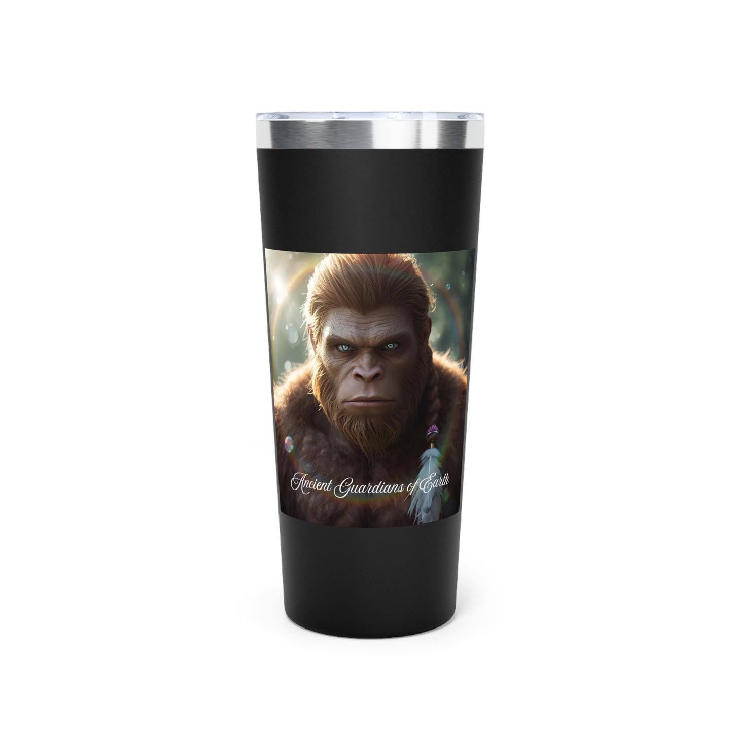 22oz Insulated Tumbler — “Ancient Guardian” Sasquatch Graphic, Copper Vacuum Travel Mug