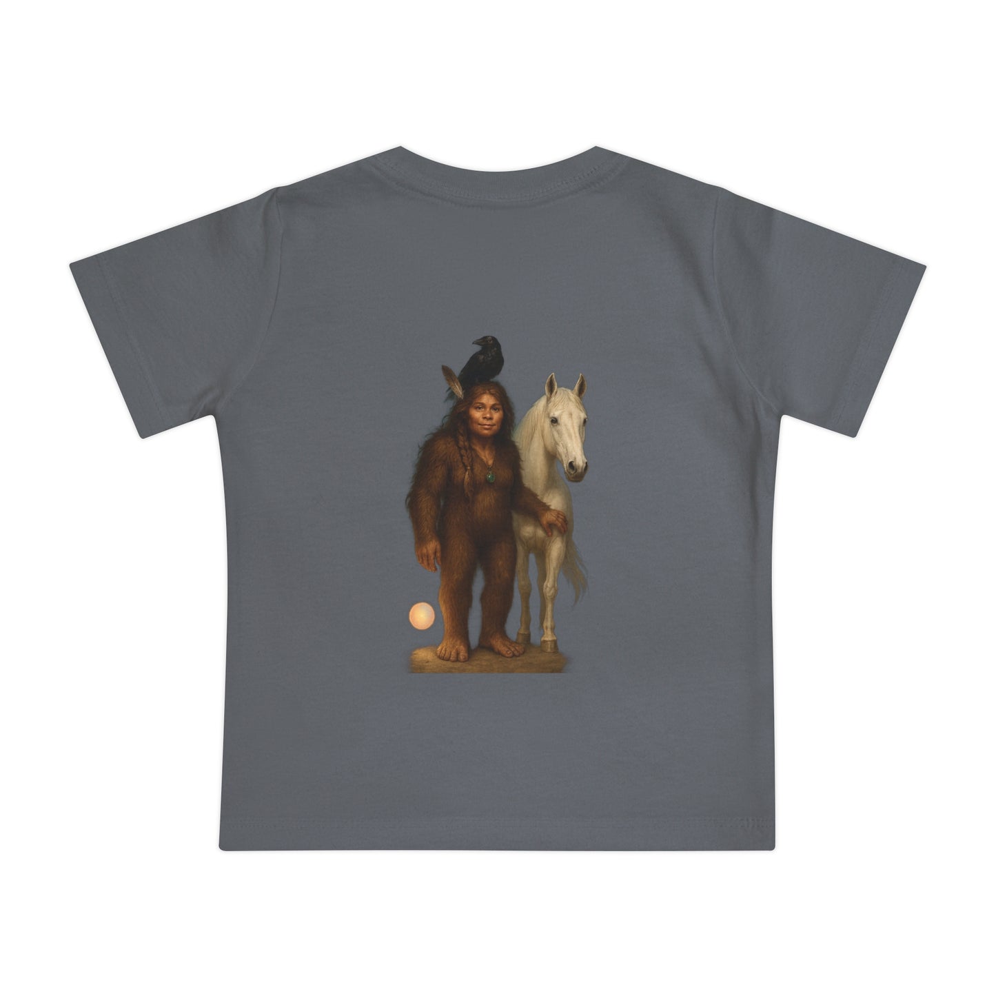 Bigfoot & Friends Baby T-Shirt — Cute Sasquatch, Horse & Raven Infant Tee