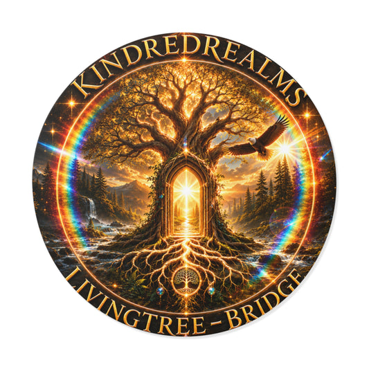 KindredRealms LivingTree-Bridge Vinyl Round Sticker