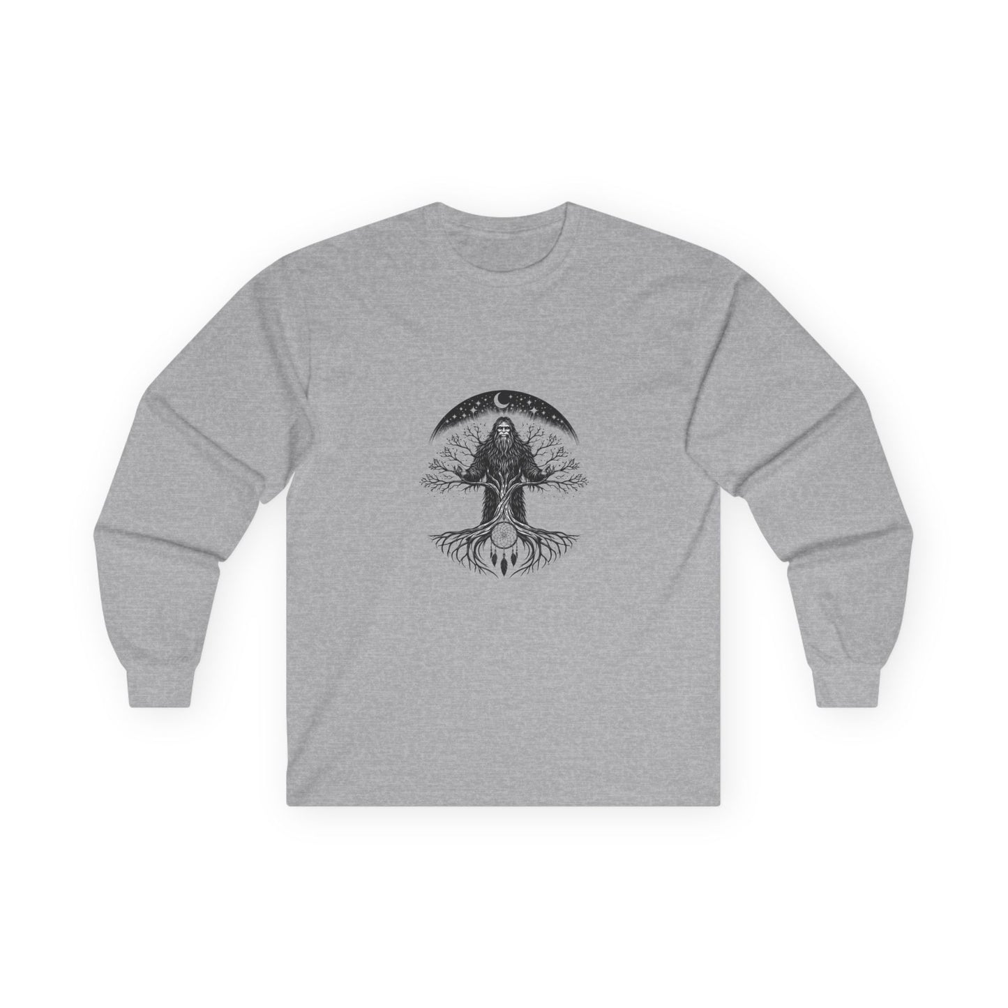 Bigfoot Forest Graphic Tee — Sasquatch Illustration Long Sleeve