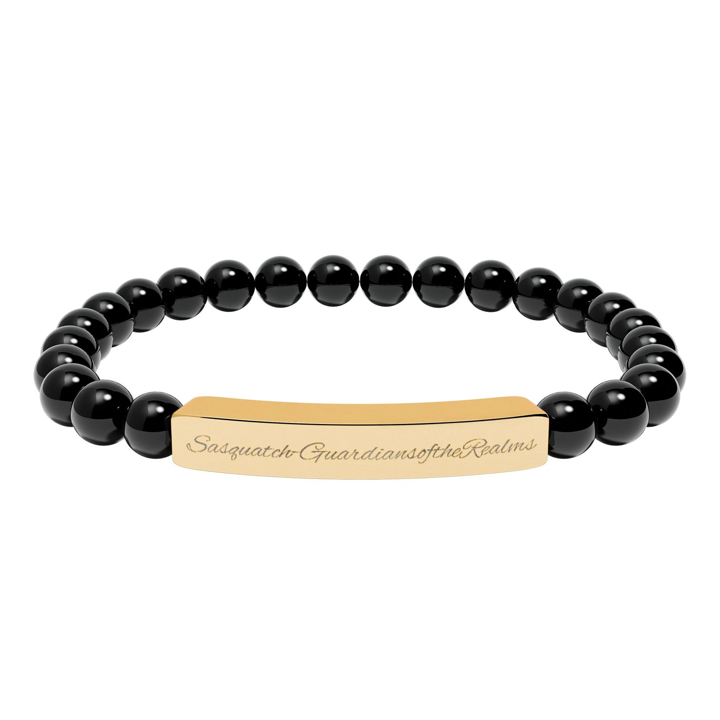 Engravable Natural Stone Bar Bracelet | Stretch Beaded Bracelet