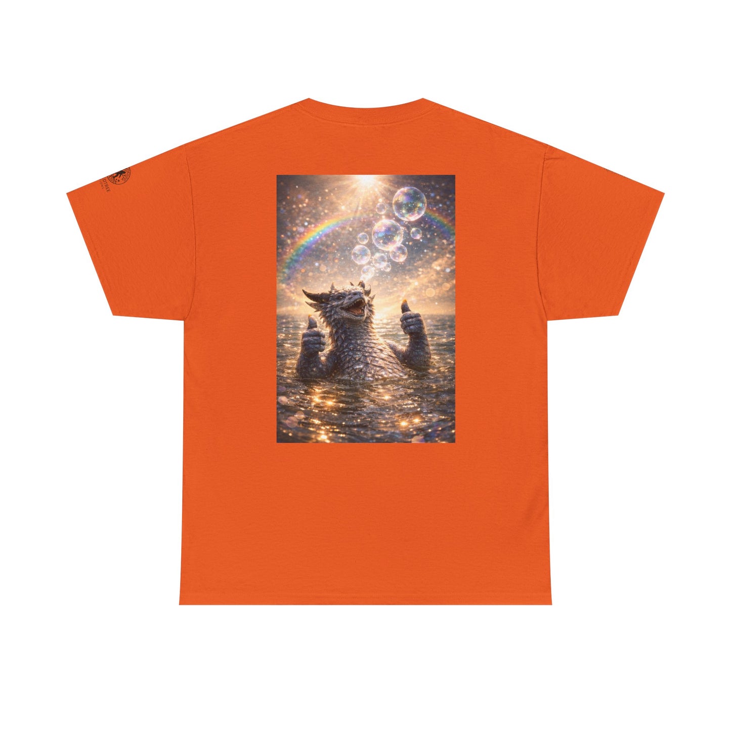 Dragon Blowing Bubbles Dream Tee — Playful Sparkly Dragon T-Shirt with Sparkling Rainbow