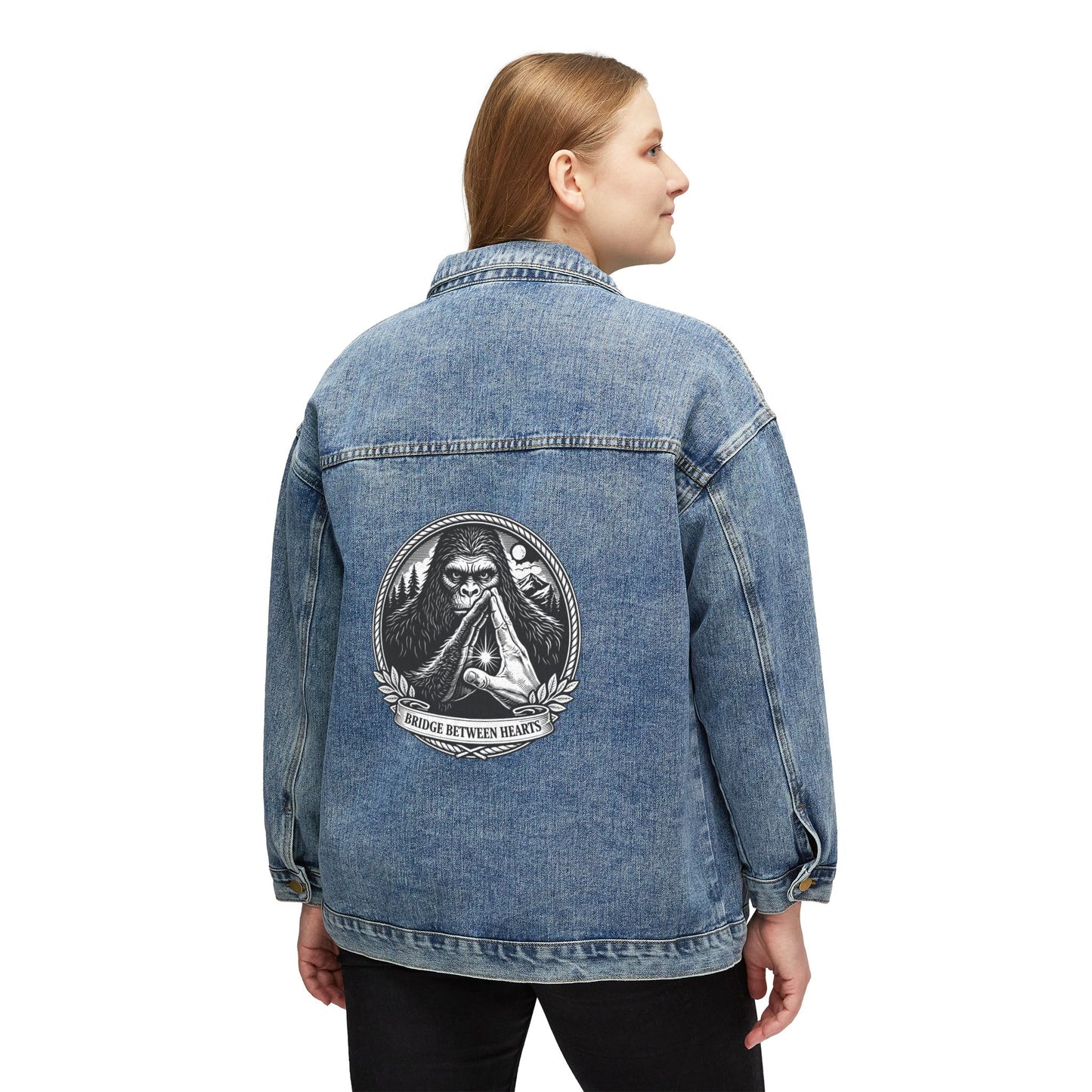 Denim Jacket — 'Bridge Between Hearts Sasquatch Human Alliance