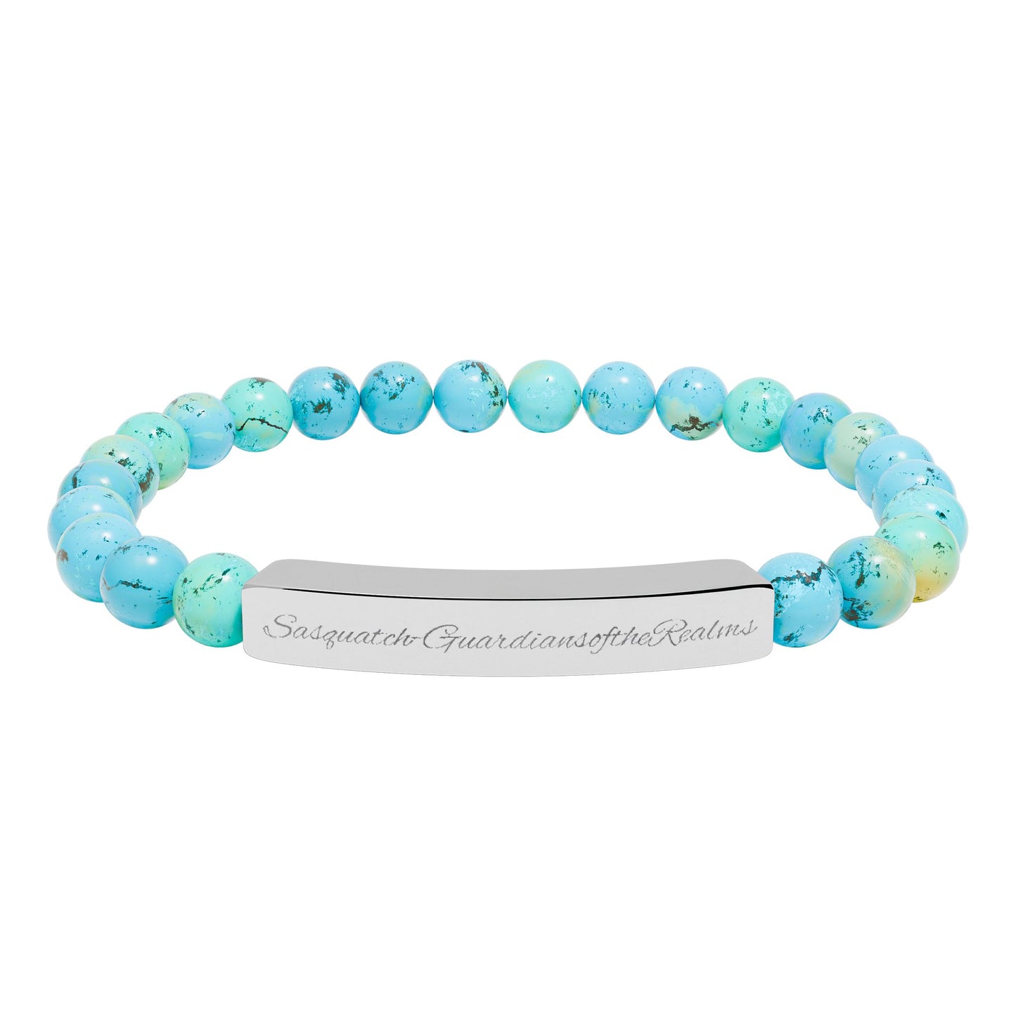 Engravable Natural Stone Bar Bracelet | Stretch Beaded Bracelet