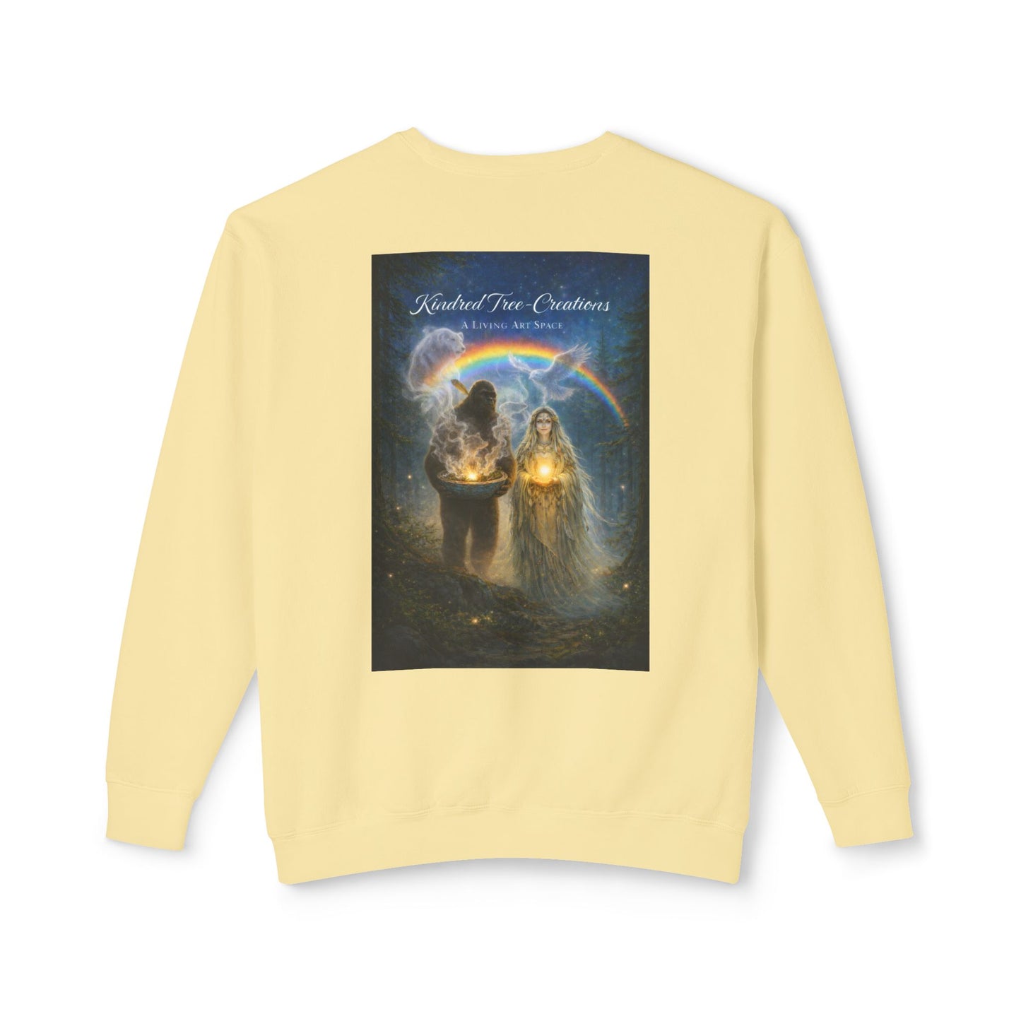 Mother Earth & Sasquatch Guardian Sweatshirt — Heart of the Earth Spiritual Harmony Crewneck