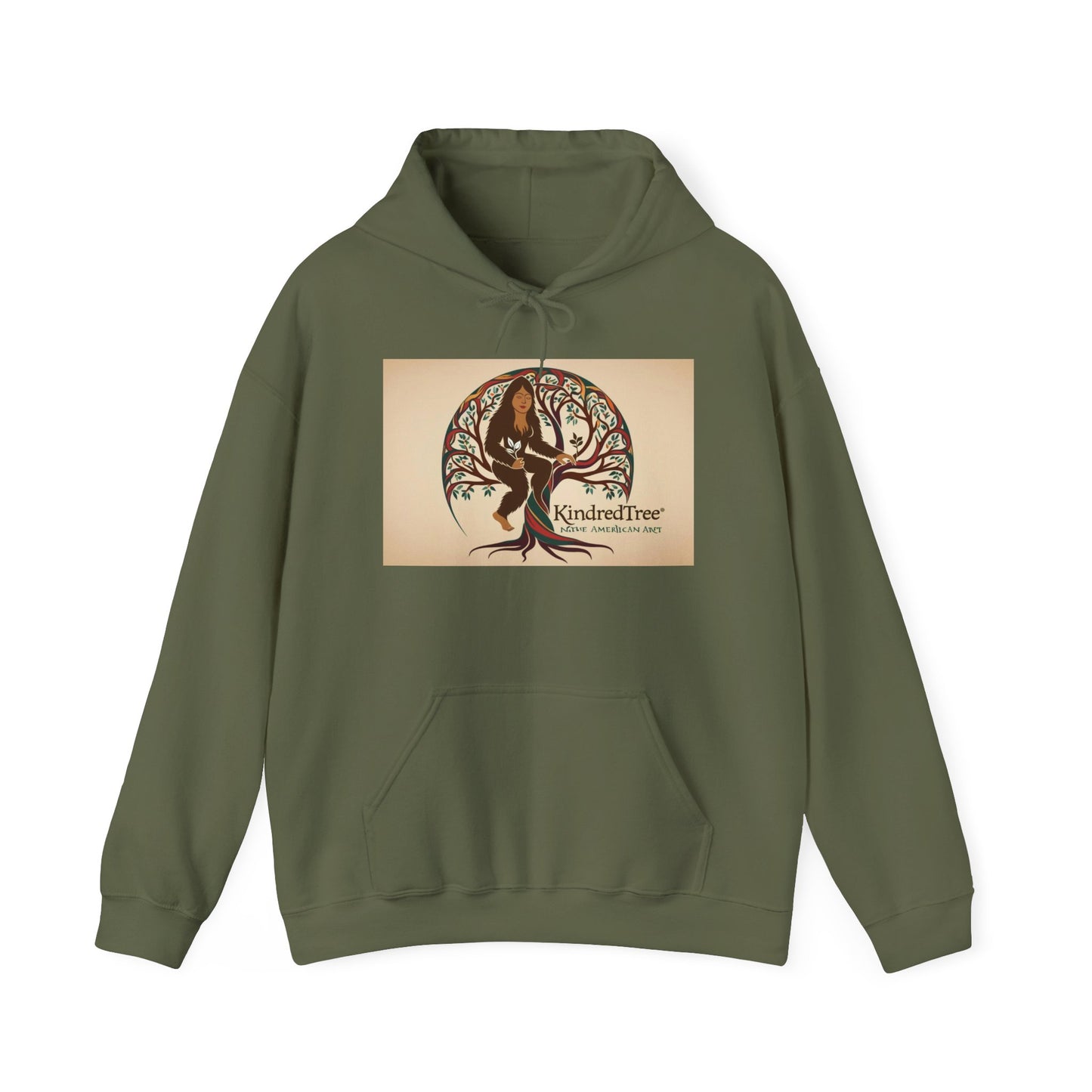 Hooded Sweatshirt - Female Sasquatch Tree of Life Colorful Kindretree Design