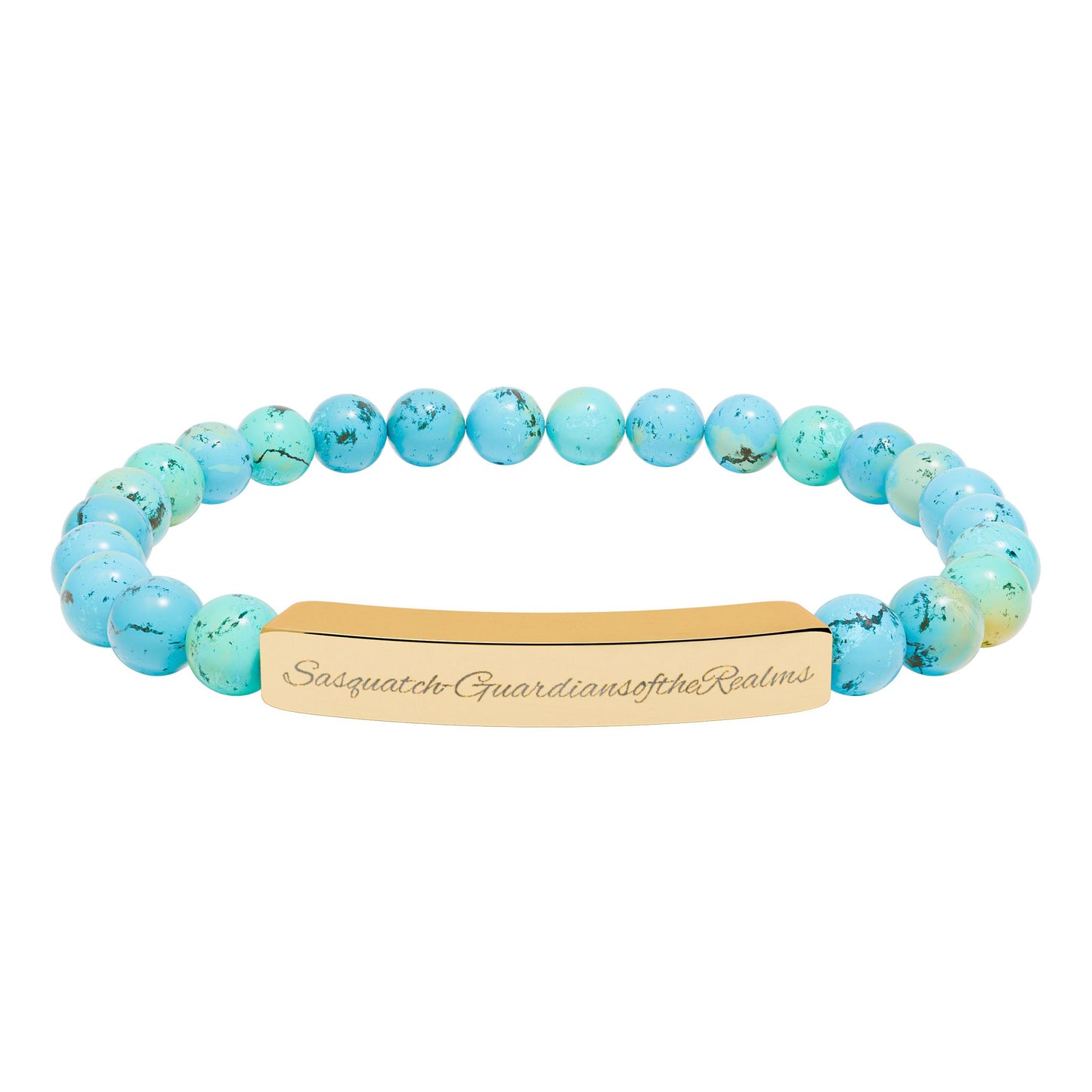 Engravable Natural Stone Bar Bracelet | Stretch Beaded Bracelet