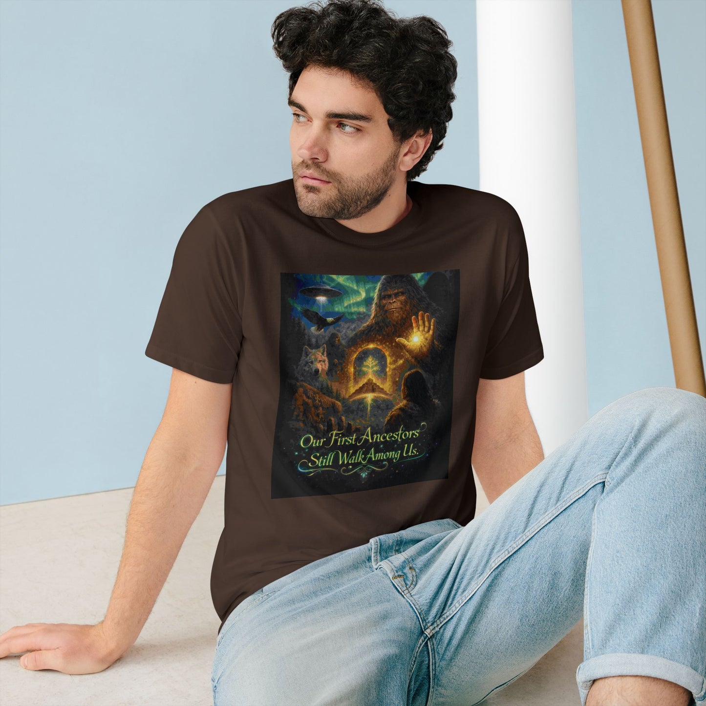 Ancient Watchers— "Our First Ancestors Still Walk Among Us" Sasquatch Message to Humanity Tee