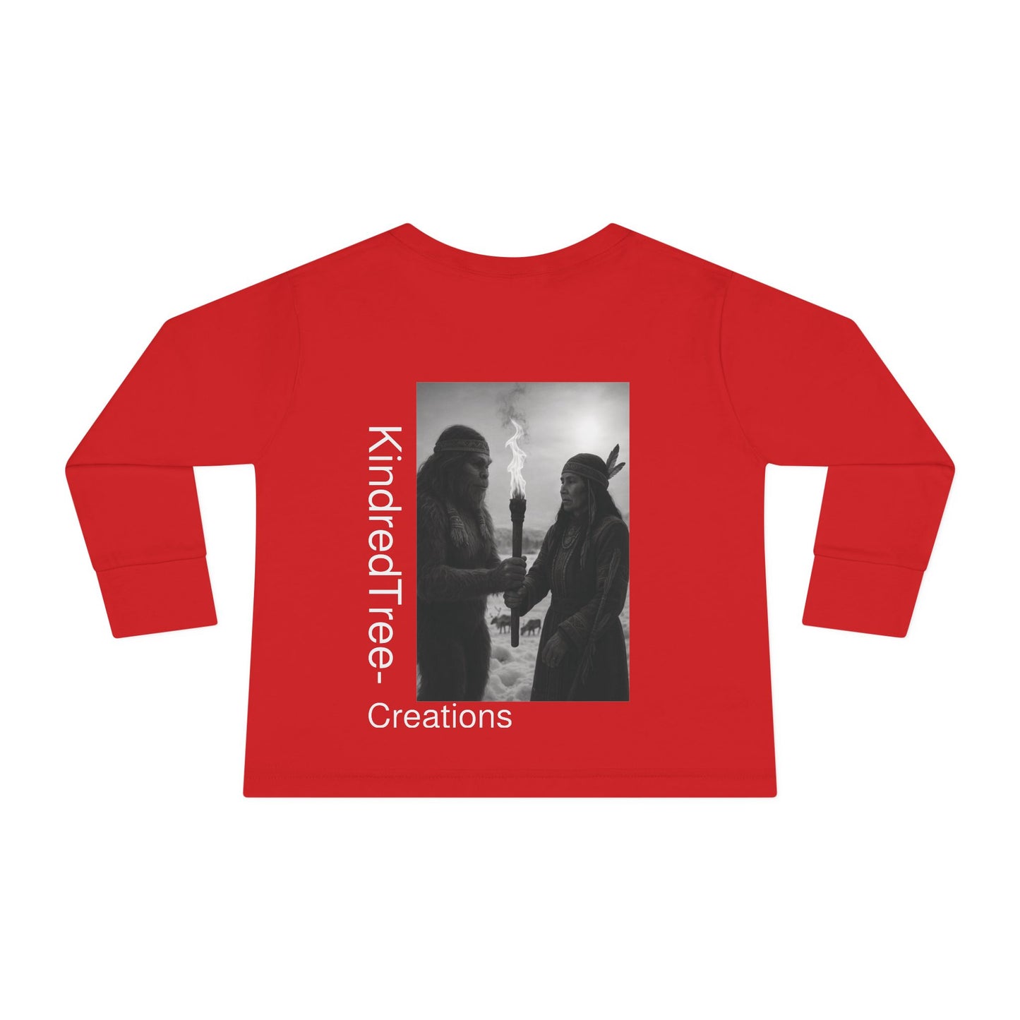 Toddler Long Sleeve Tee - Sasquatch Shaman and Native Siberian Women in Snow Design