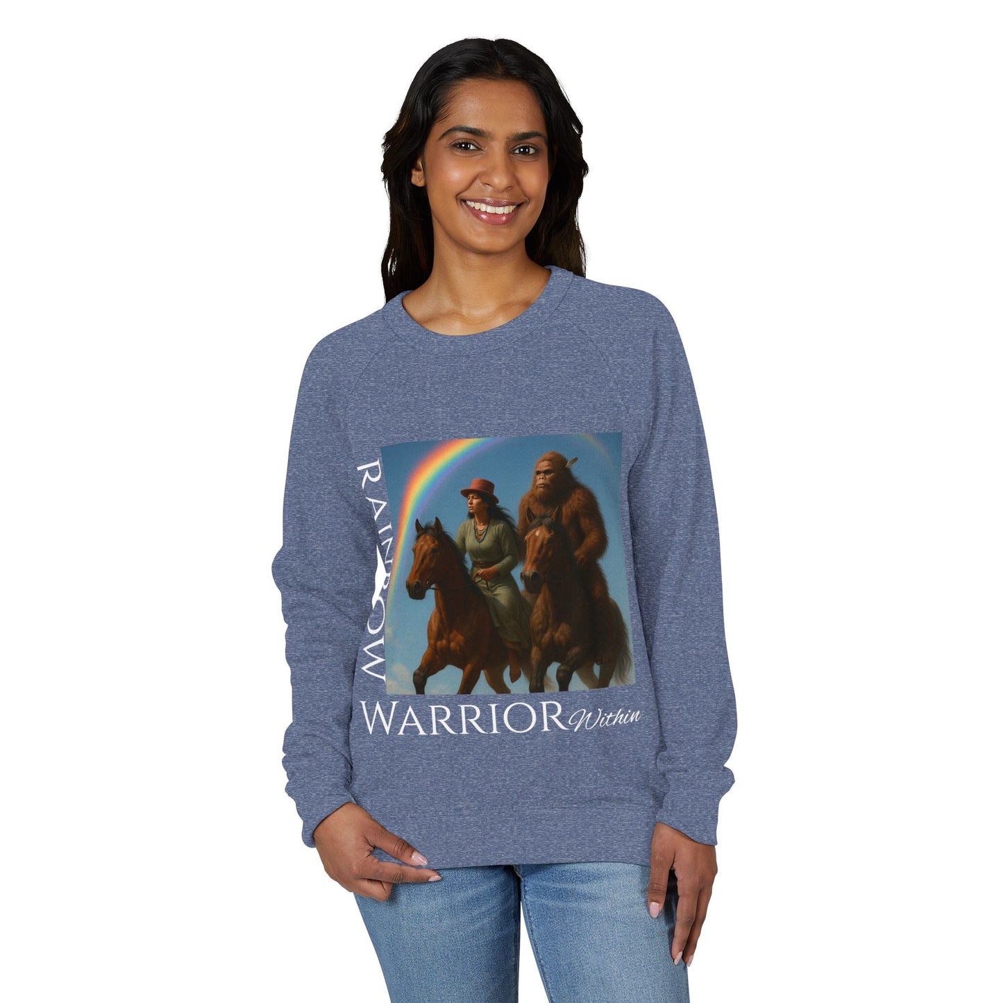 Sweatshirt - Rainbow Warrior Dream Sasquatch Horse Native Women Rainbow
