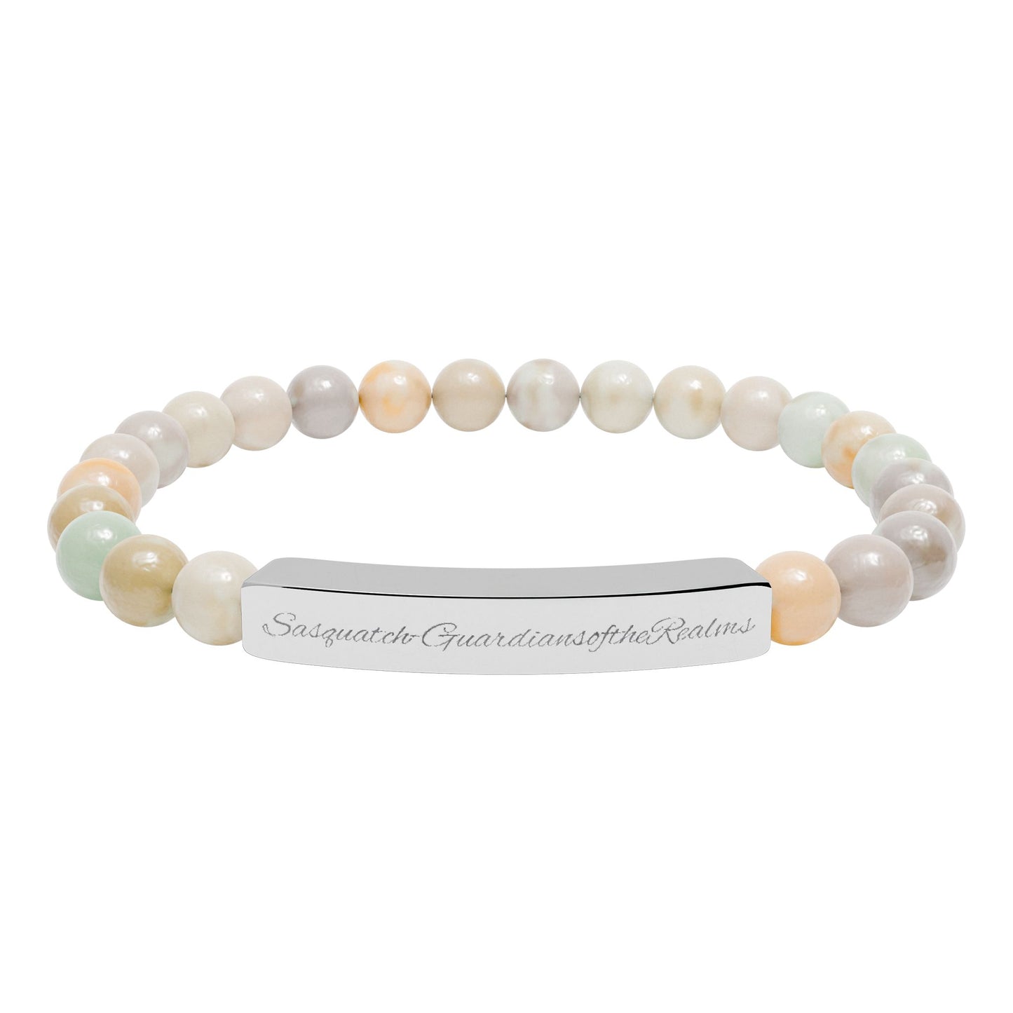 Engravable Natural Stone Bar Bracelet | Stretch Beaded Bracelet
