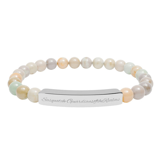 Engravable Natural Stone Bar Bracelet | Stretch Beaded Bracelet
