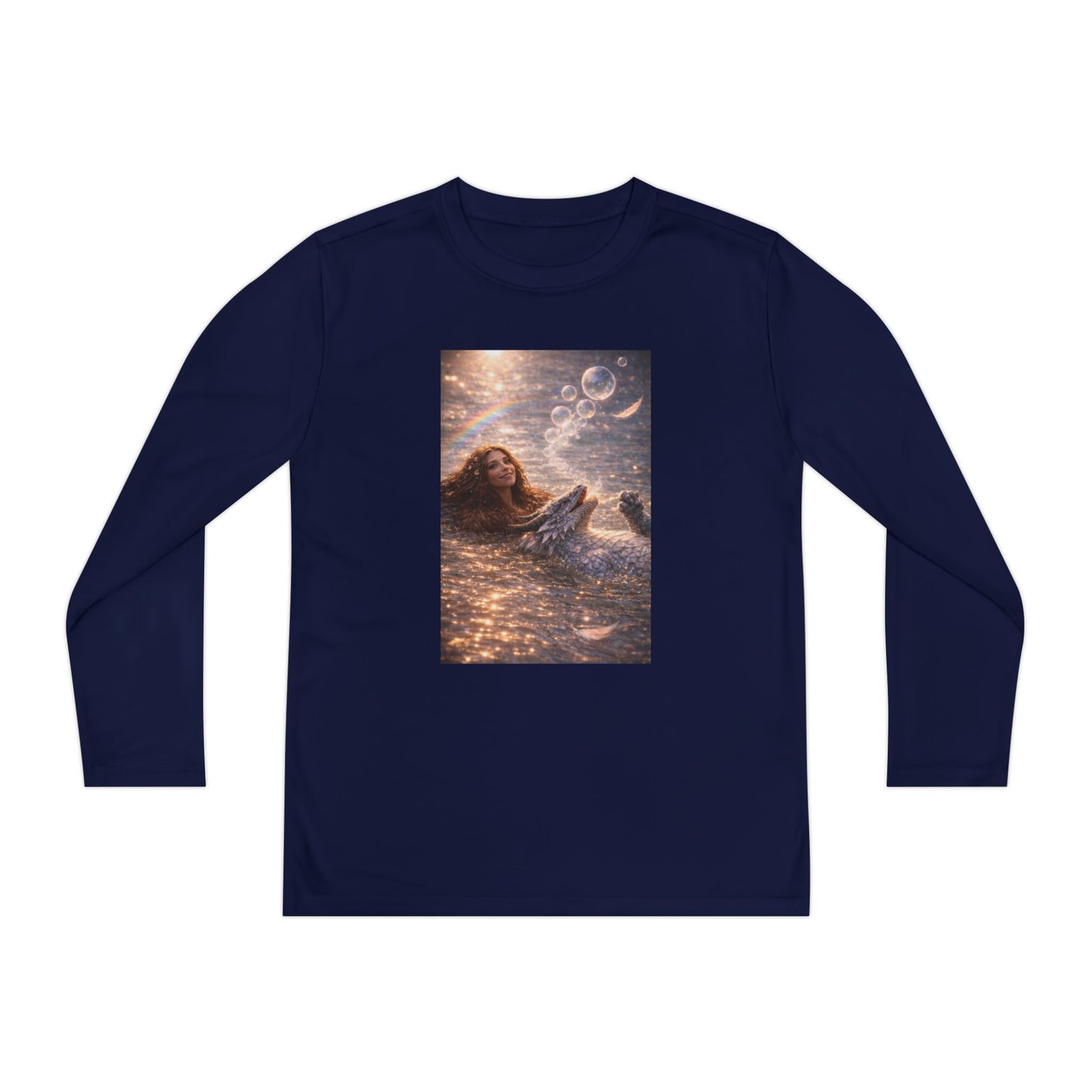 Youth Long Sleeve Tee — "Friends Come in Many Forms" Sasquatch & Dragon Dreamscape