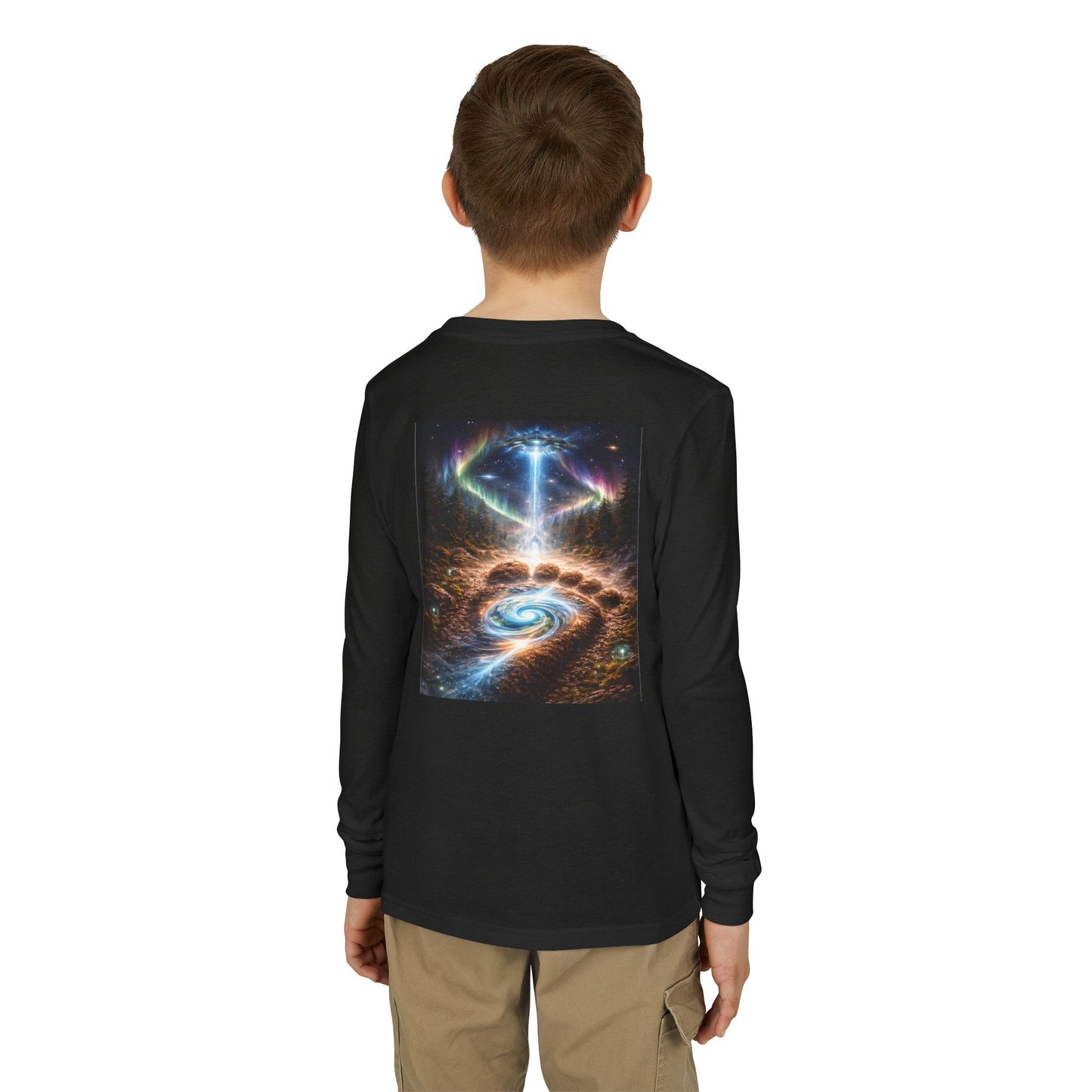 Youth Long Sleeve Tee — Elder Sasquatch and Eagle Galaxy Design