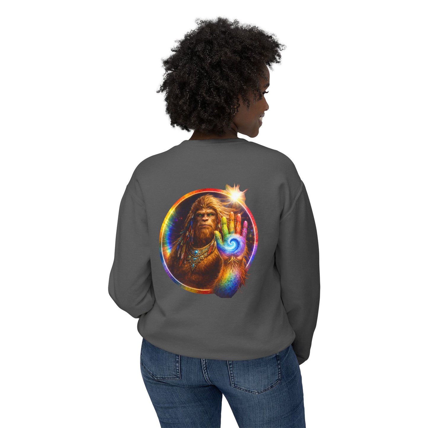 ALL LIFE MATTERS — The Sasquatch Forest Elder’s- Hand Crewneck Sweatshirt
