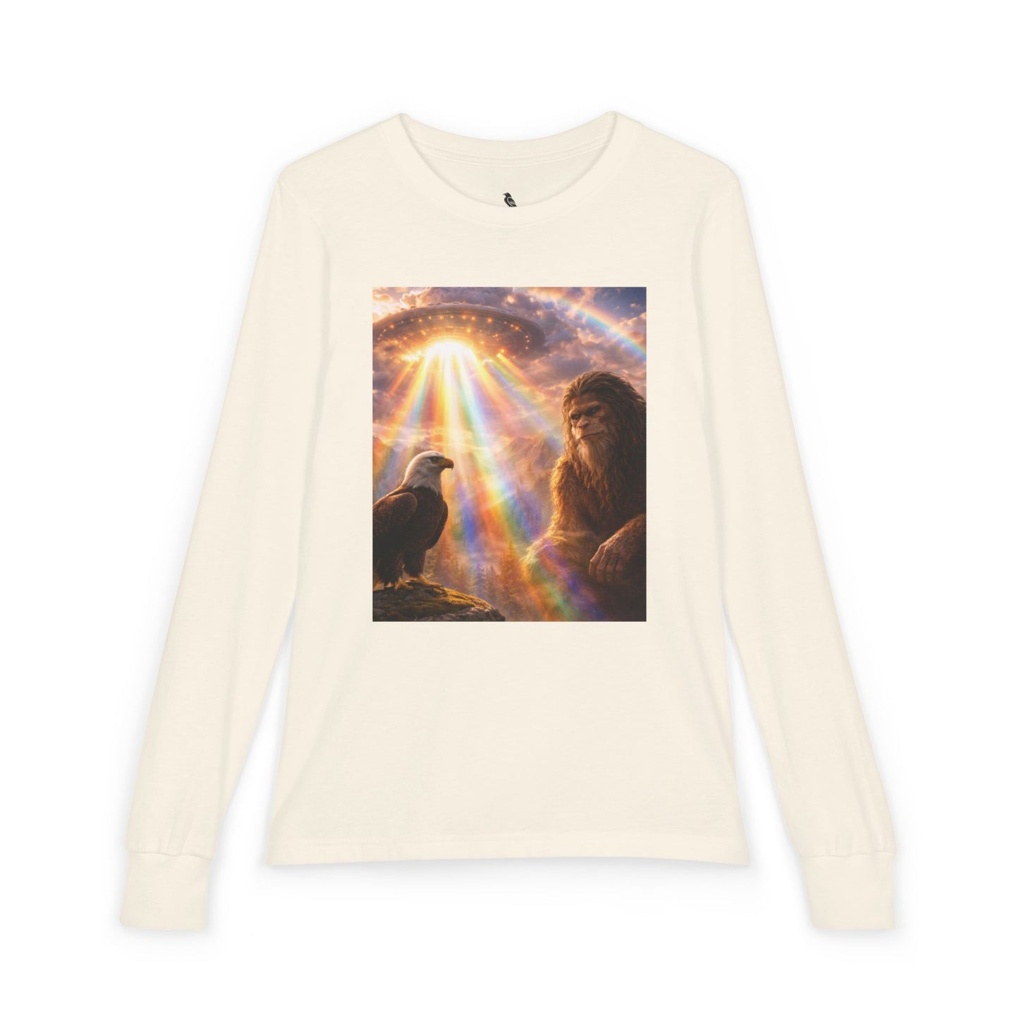 Youth Long Sleeve Tee — Elder Sasquatch and Eagle Galaxy Design