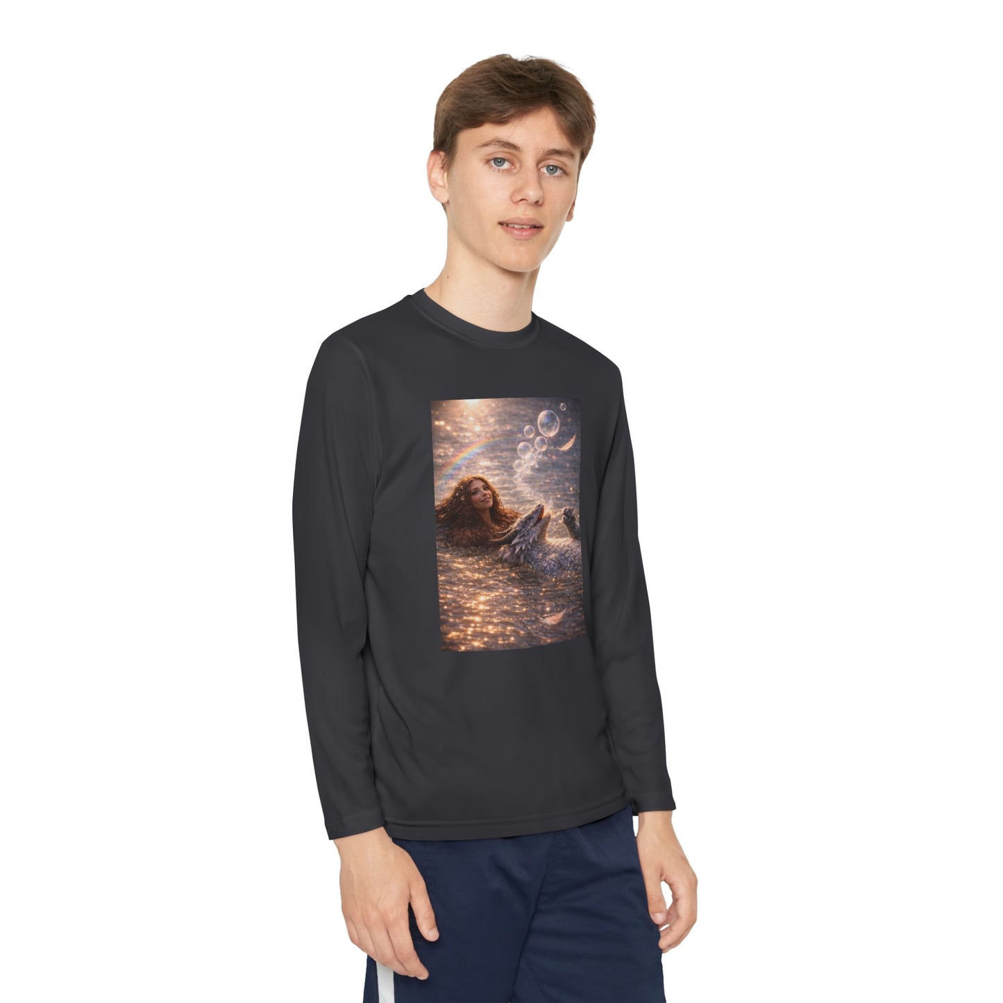Youth Long Sleeve Tee — "Friends Come in Many Forms" Sasquatch & Dragon Dreamscape