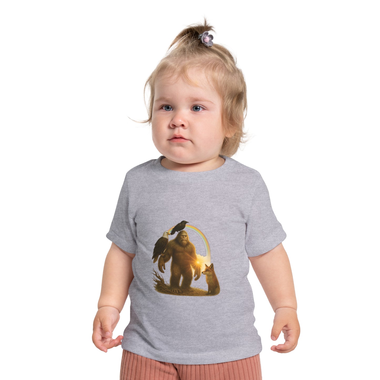 Bigfoot & Friends Baby T-Shirt — Cute Sasquatch, Horse & Raven Infant Tee