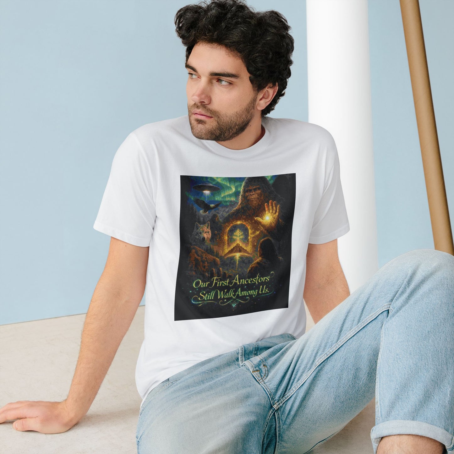 Ancient Watchers— "Our First Ancestors Still Walk Among Us" Sasquatch Message to Humanity Tee