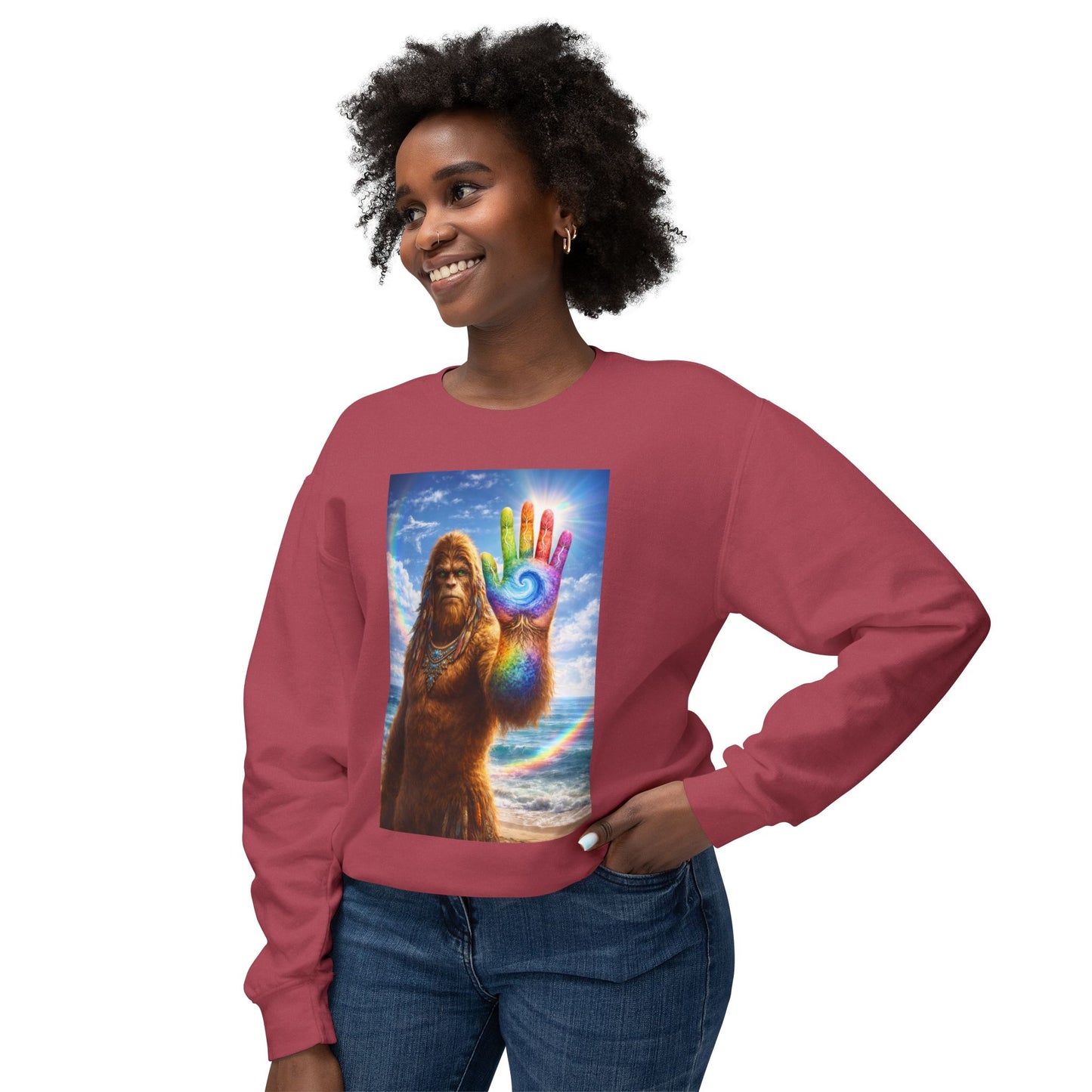 ALL LIFE MATTERS — The Sasquatch Forest Elder’s- Hand Crewneck Sweatshirt