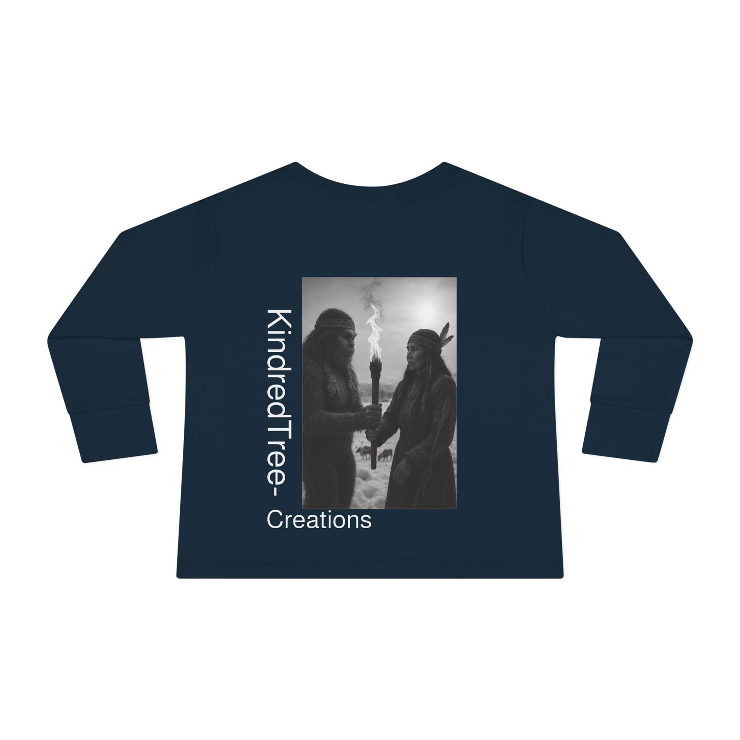 Toddler Long Sleeve Tee - Sasquatch Shaman and Native Siberian Women in Snow Design
