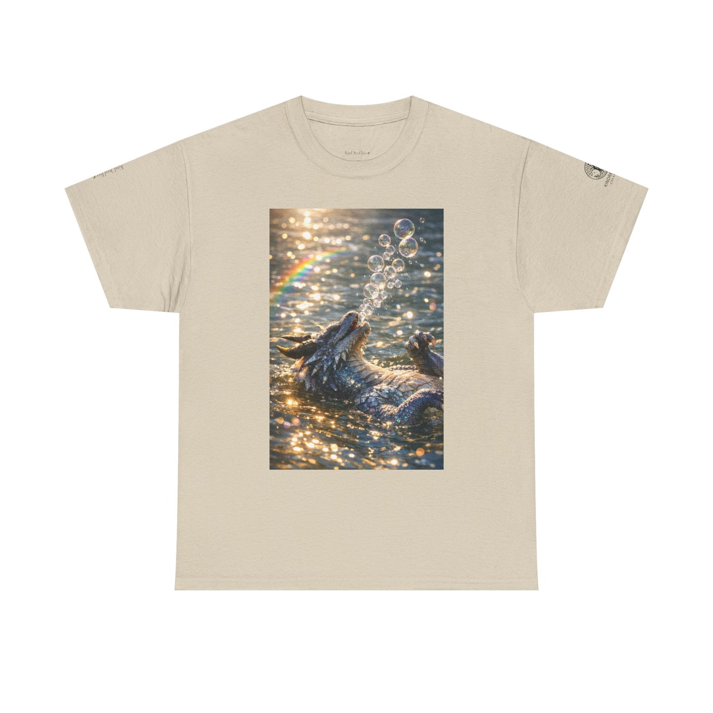Dragon Blowing Bubbles Dream Tee — Playful Sparkly Dragon T-Shirt with Sparkling Rainbow